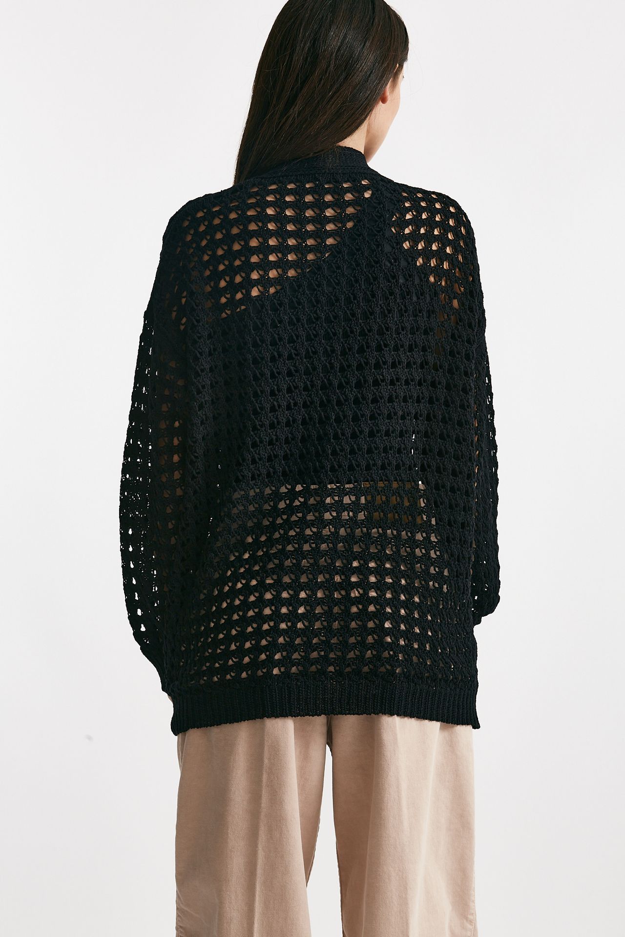 Cardigan traforato nero