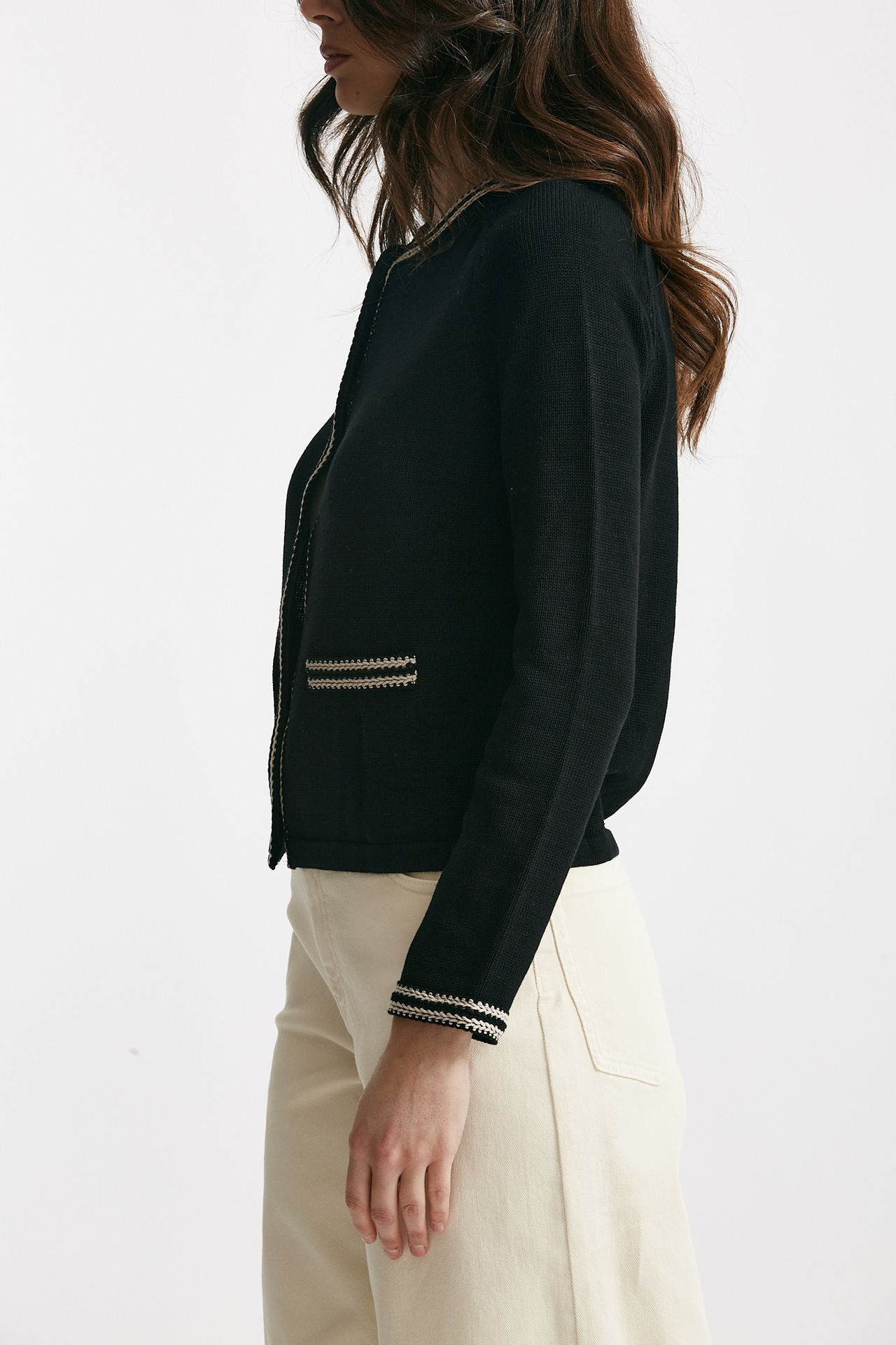 Cardigan ZENOBIA in filato di puro cotone  nero
