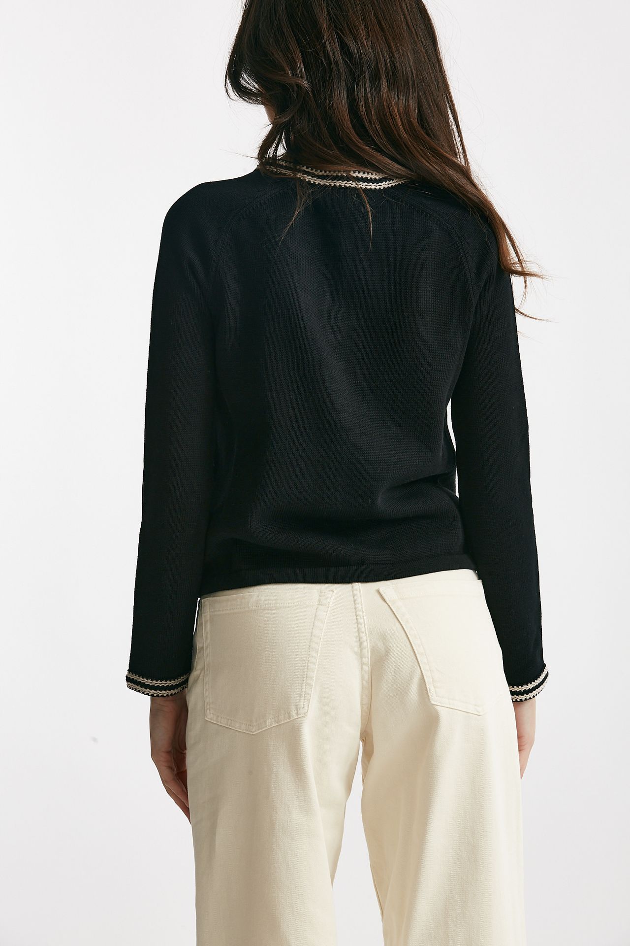 Cardigan ZENOBIA in filato di puro cotone  nero