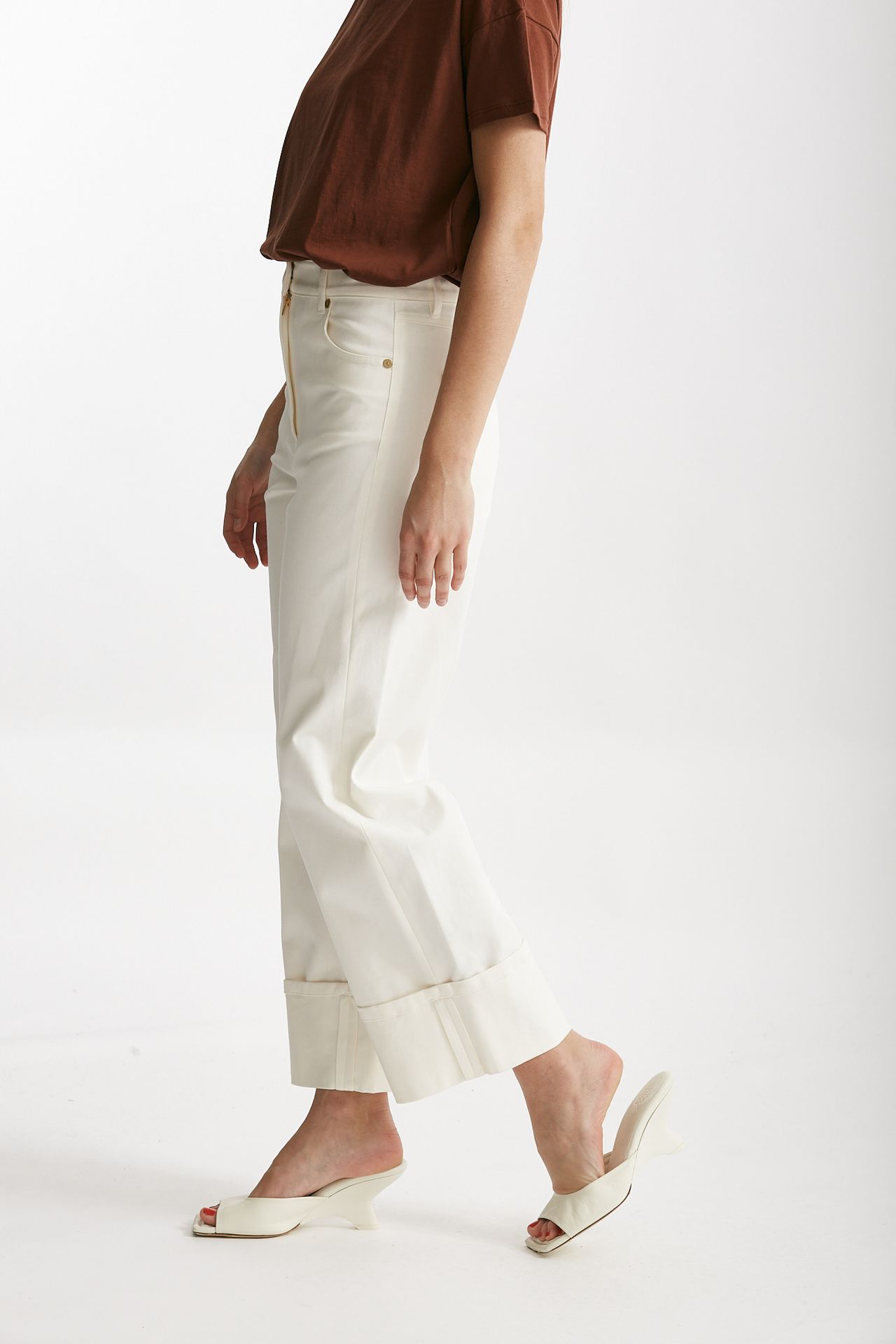 Pantalone CERVIA in bull di cotone stretch bianco