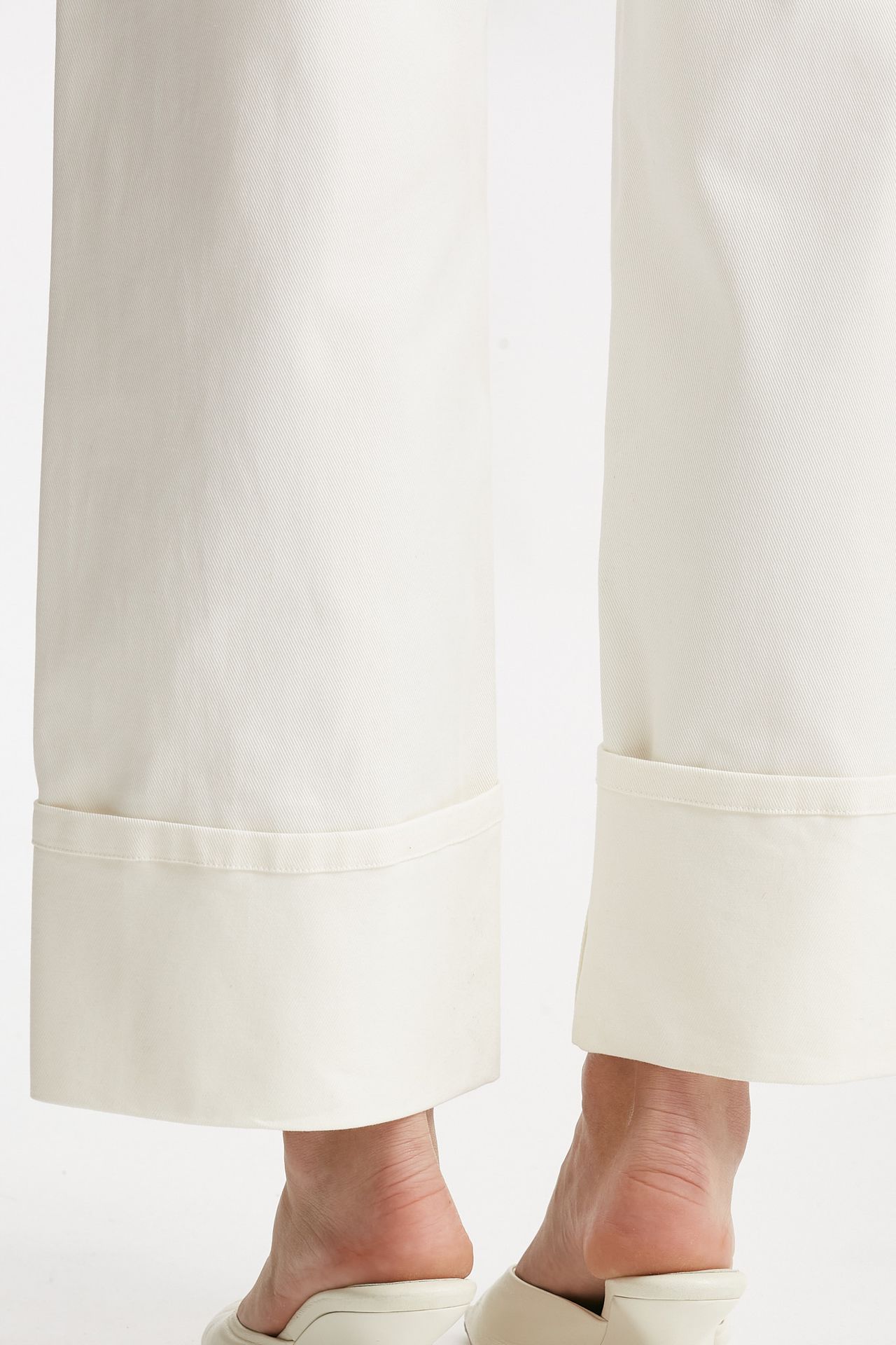 Pantalone CERVIA in bull di cotone stretch bianco