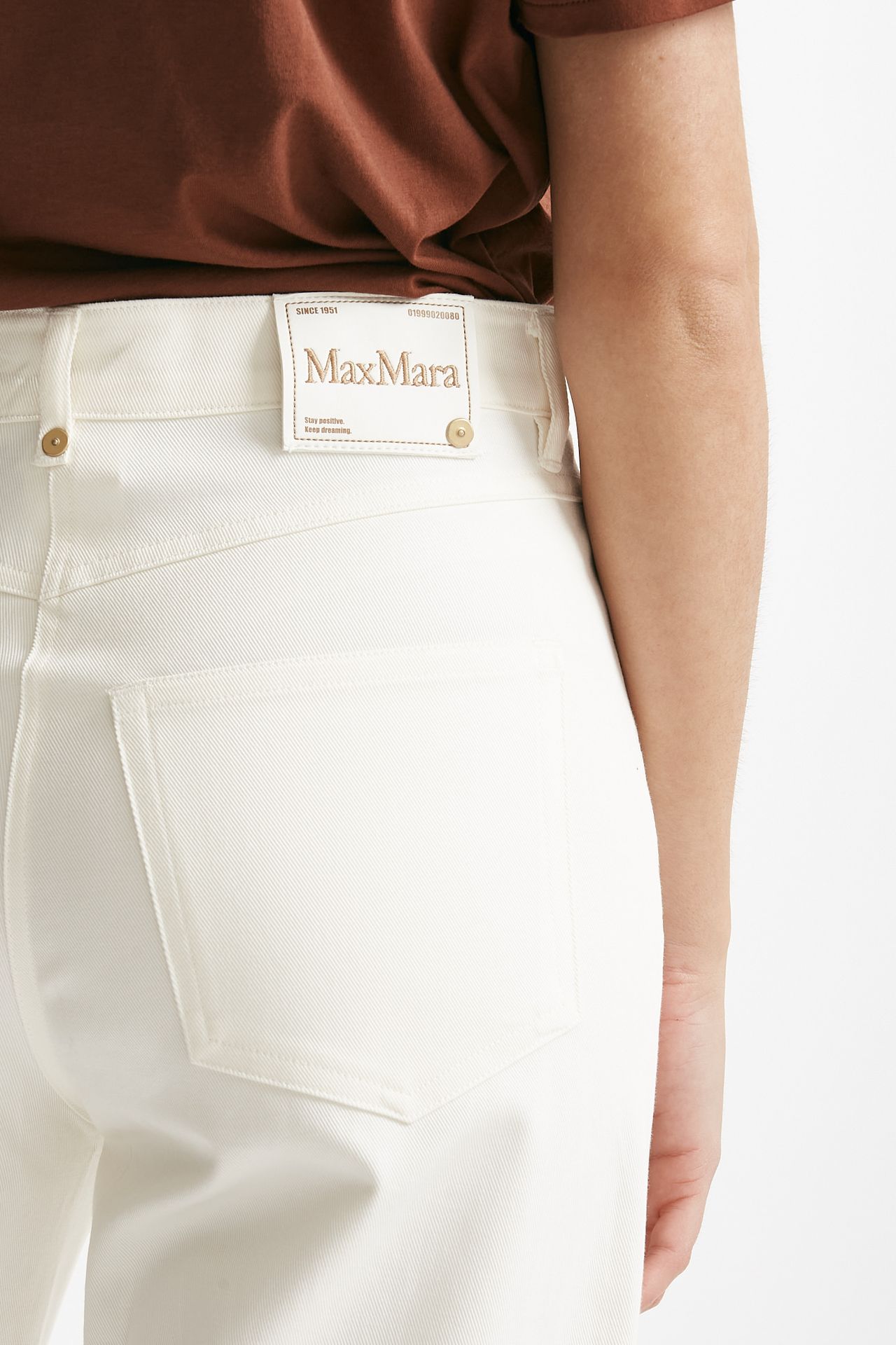 Pantalone CERVIA in bull di cotone stretch bianco