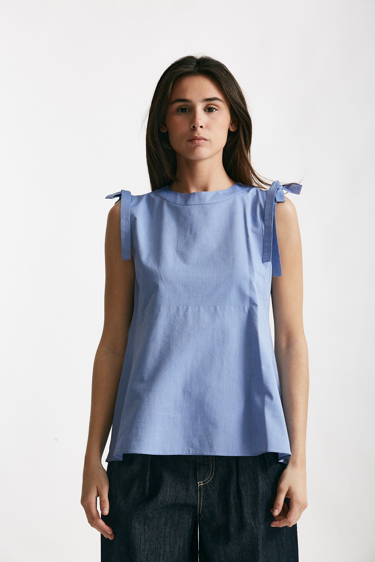 Top in tela di cotone ELEONORA azzurro