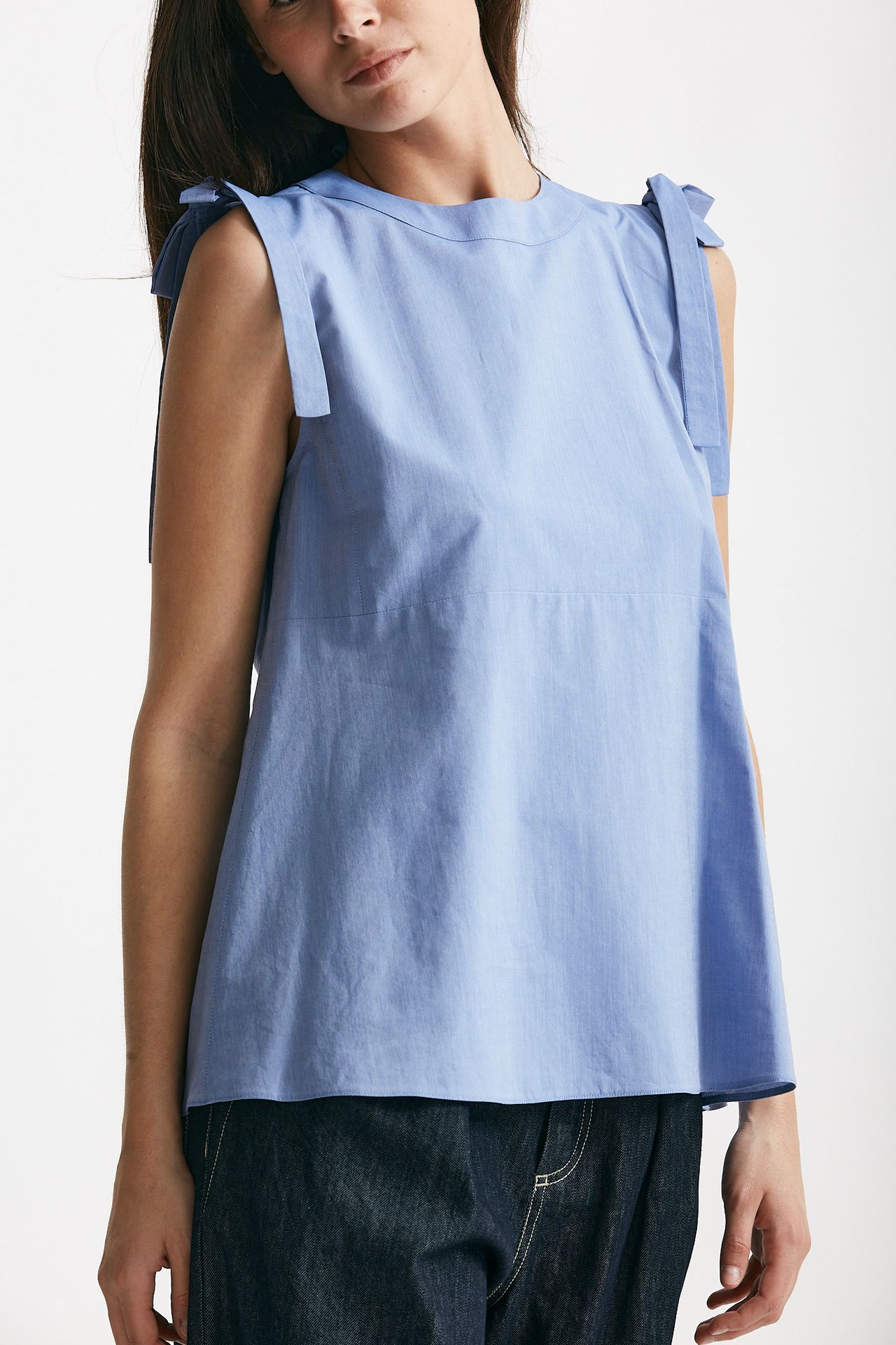 Top in tela di cotone ELEONORA azzurro