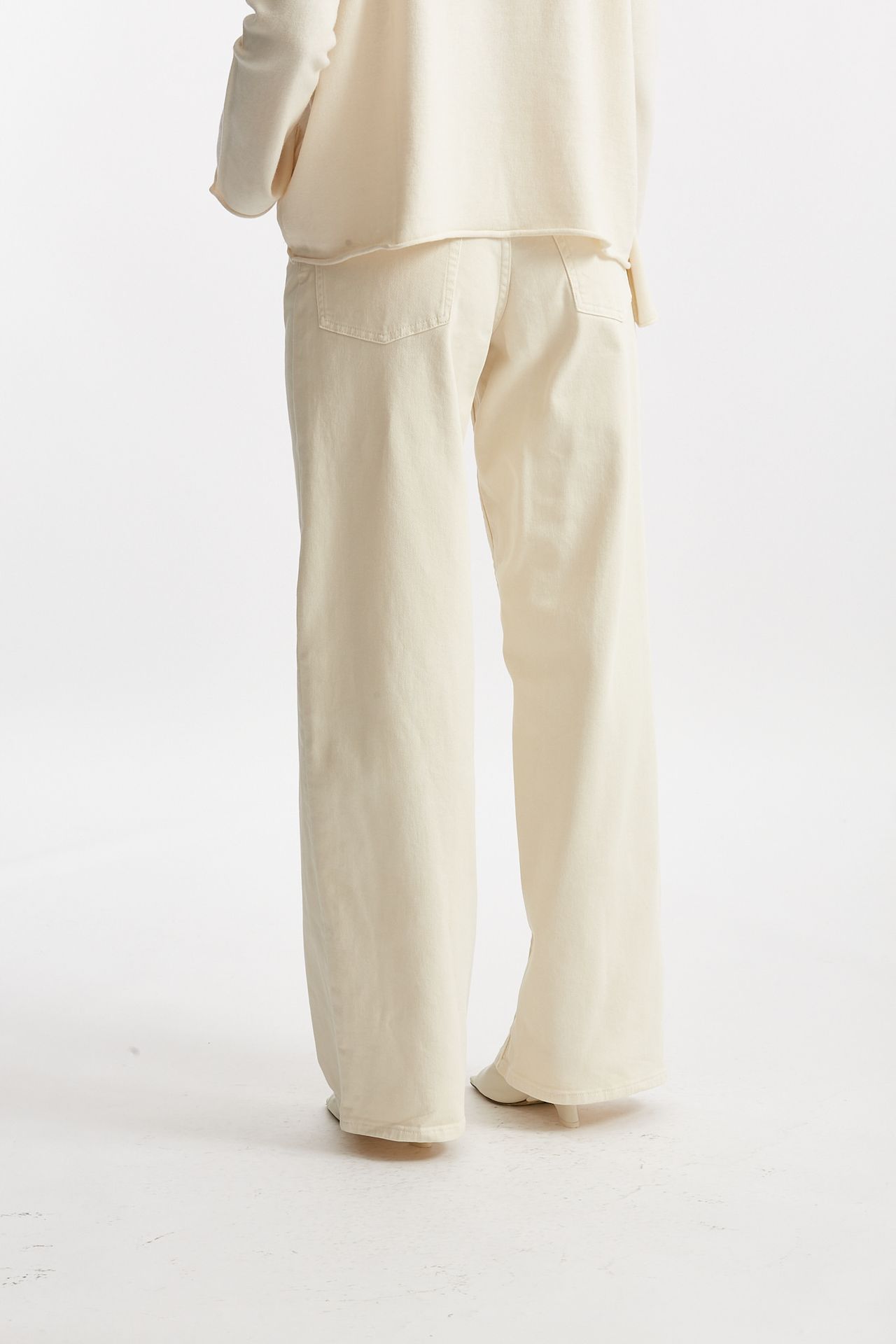 Jeans palazzo vita alta panna 