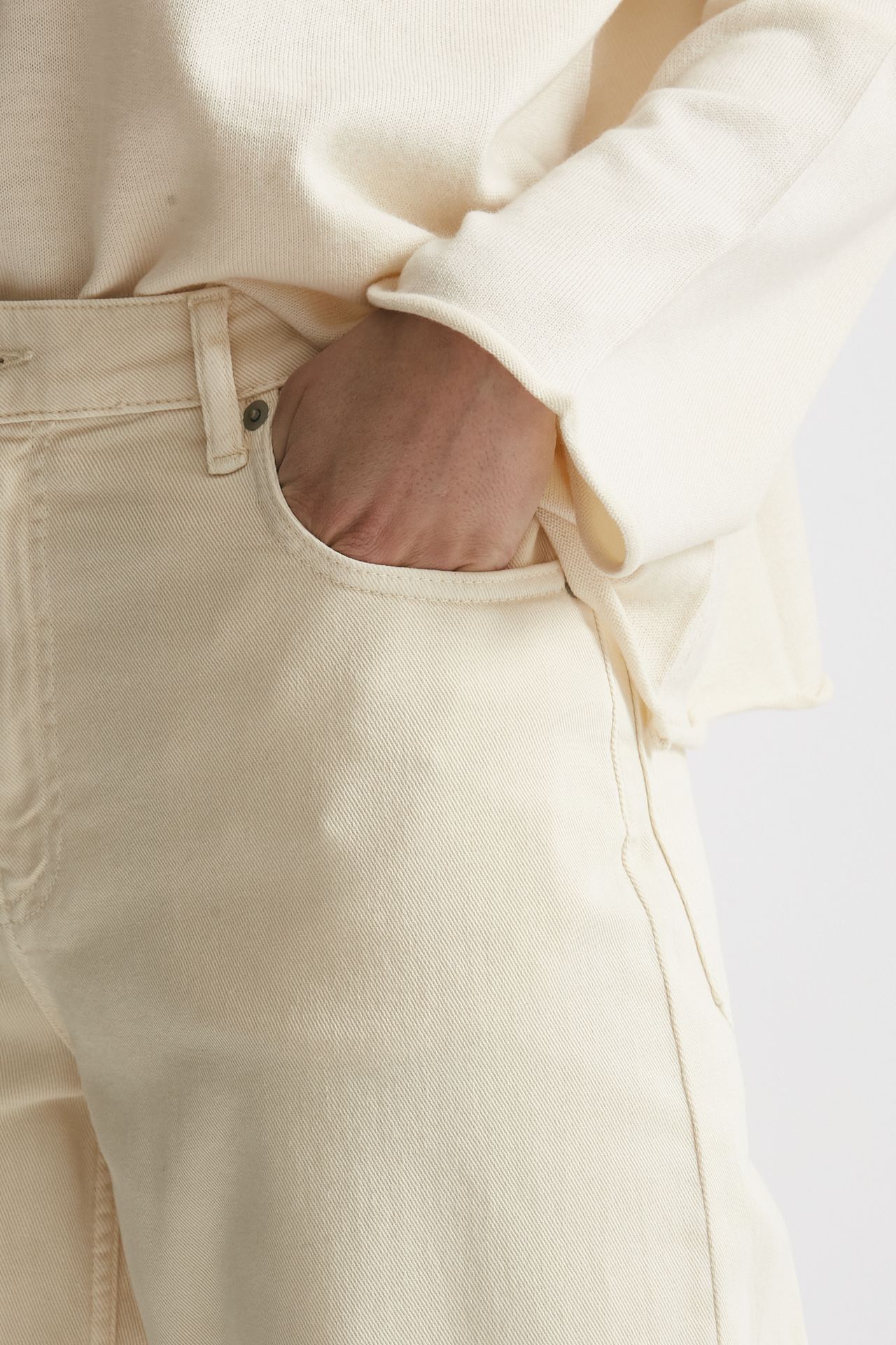 Jeans palazzo vita alta panna 