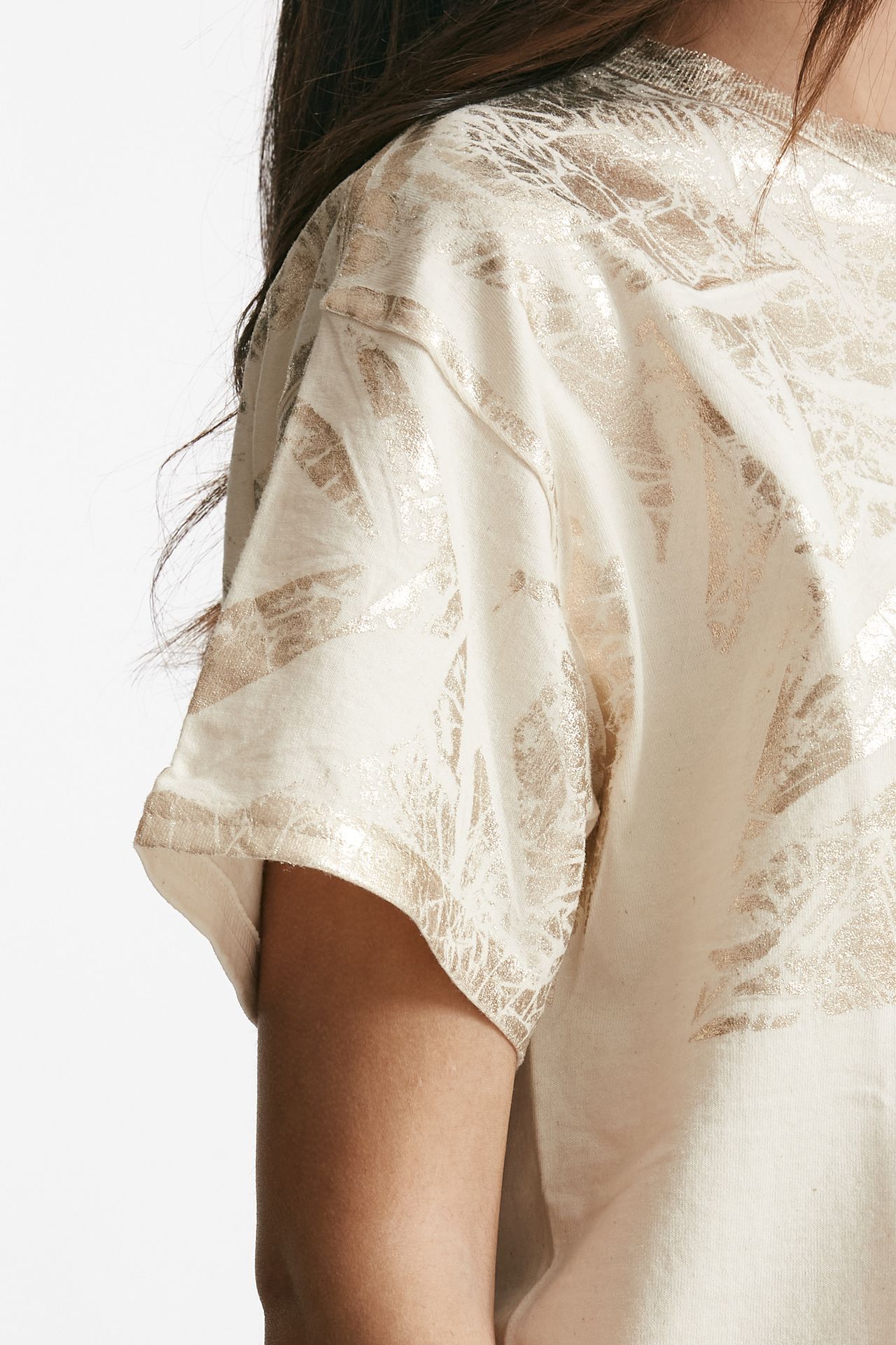 T-shirt a scatolina panna con stampa 