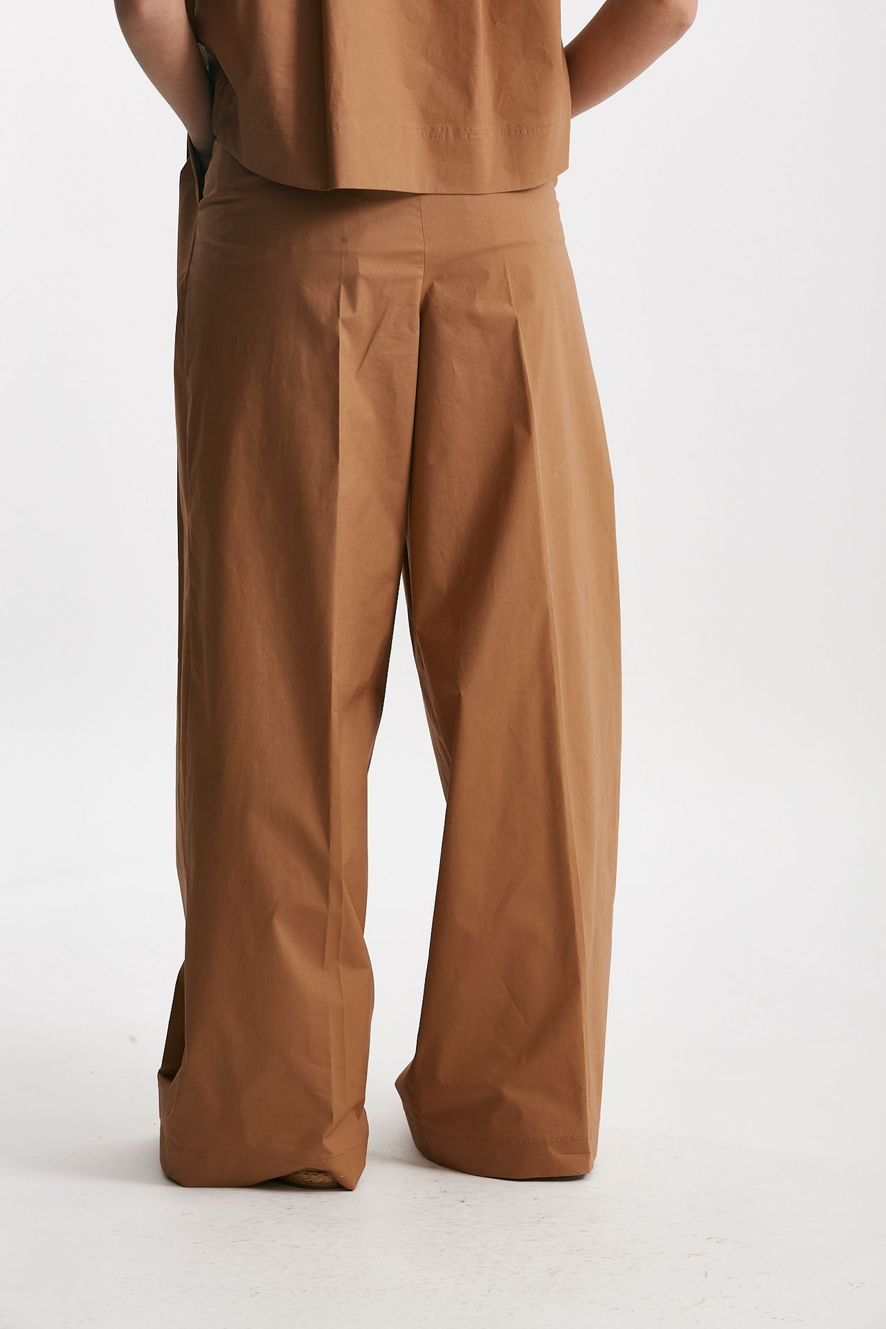 Pantalone in cotone bruciato vita alta