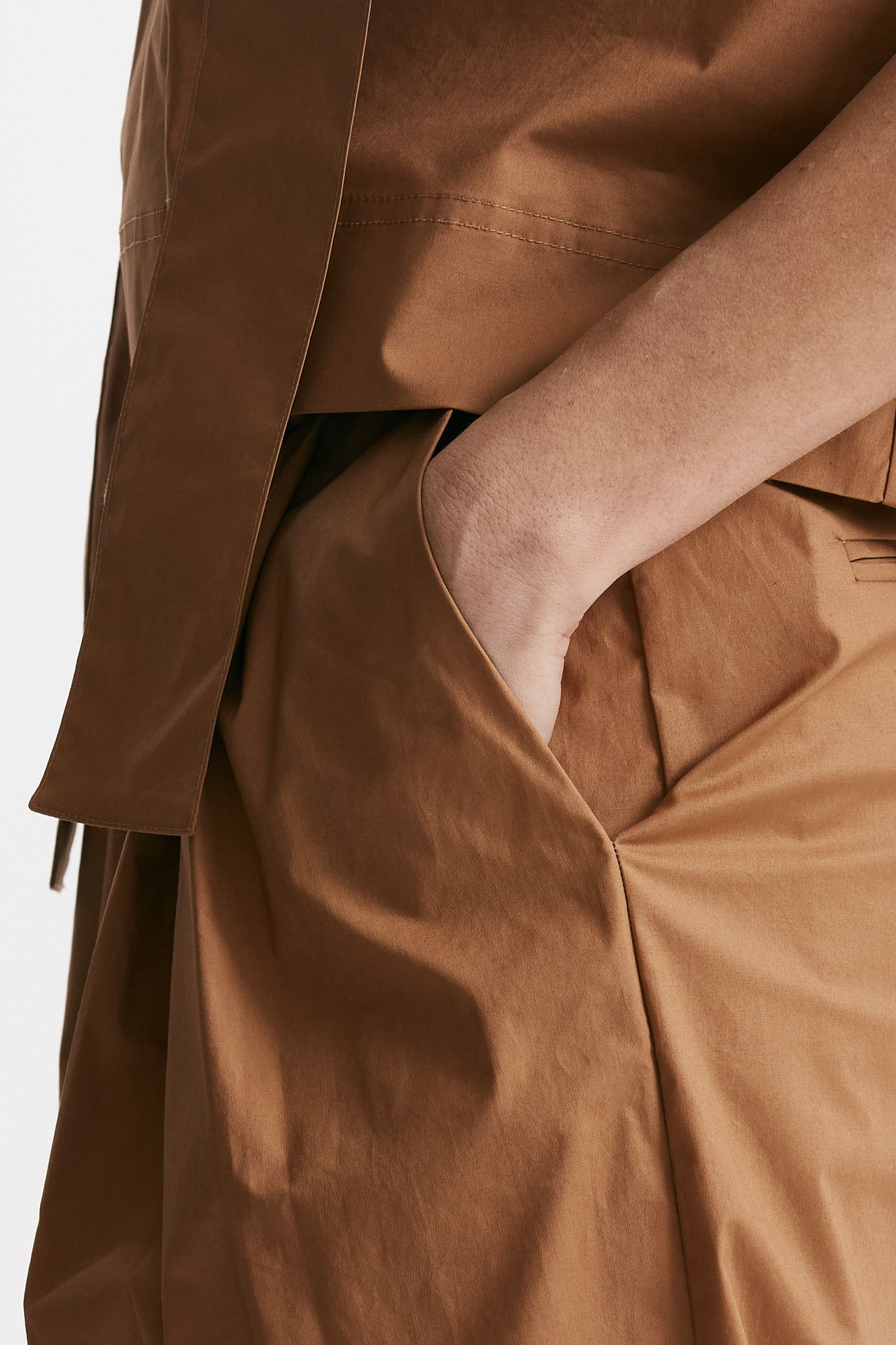 Pantalone in cotone bruciato vita alta