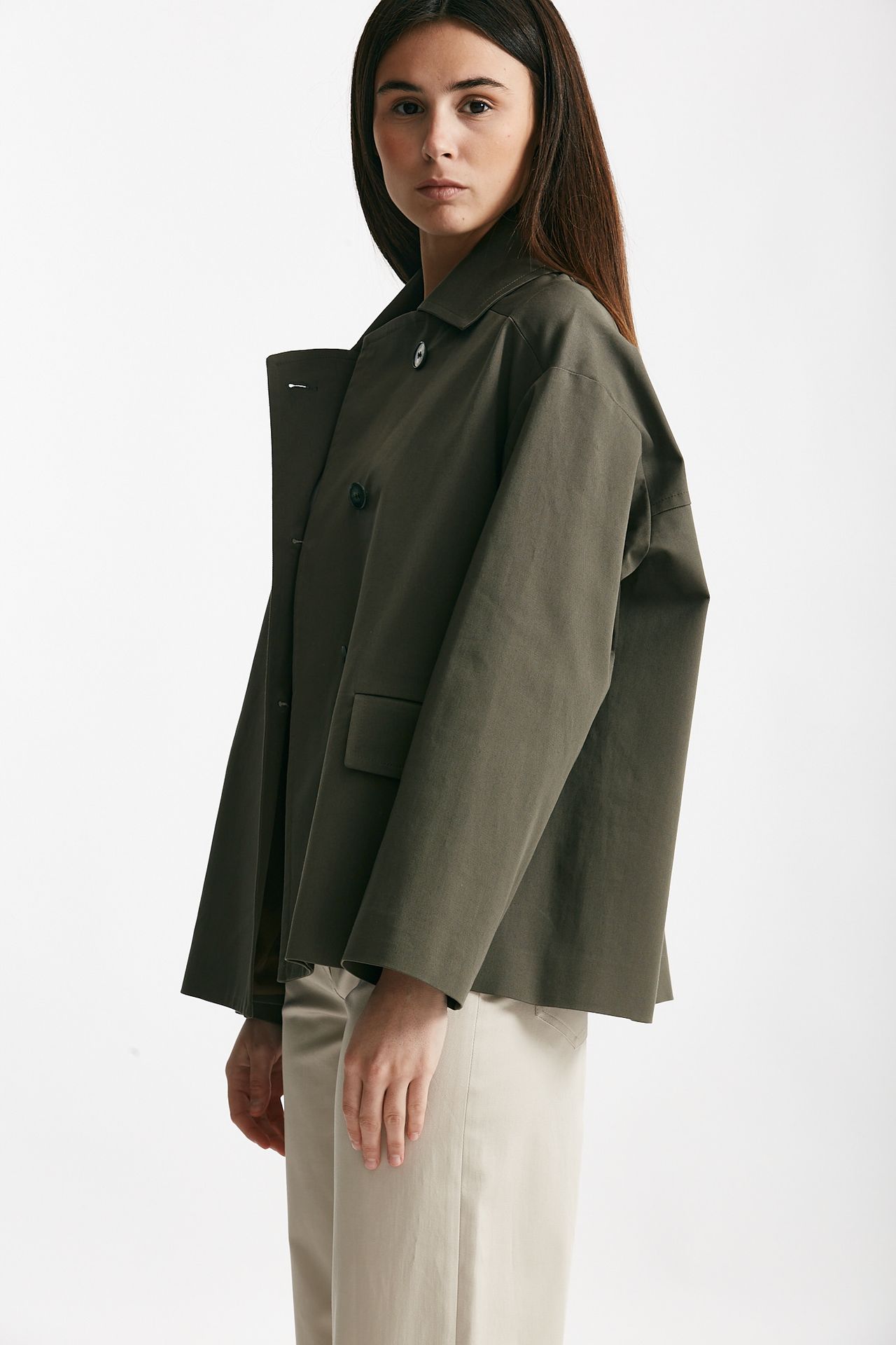 Caban in cotone verde militare 