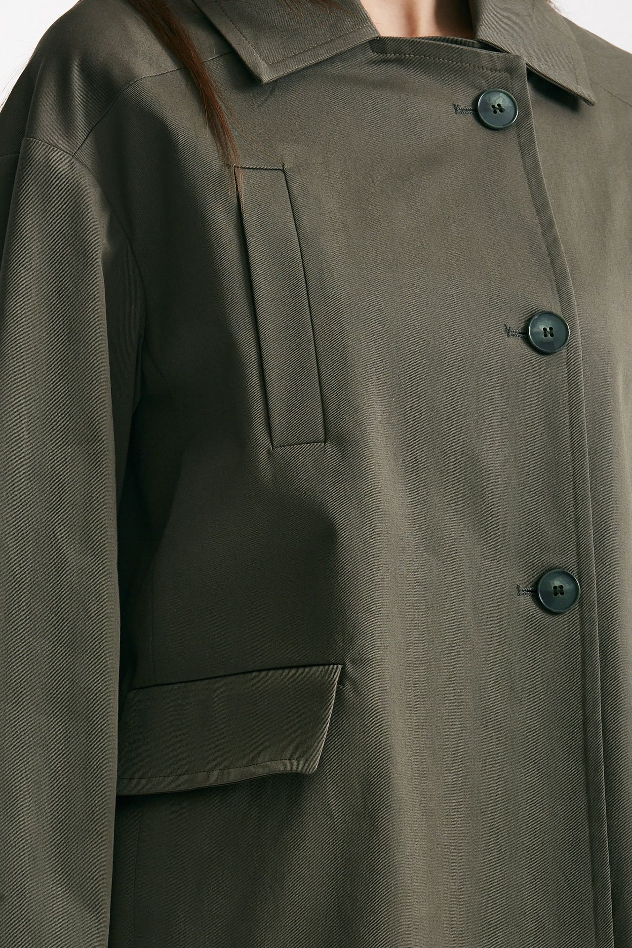 Caban in cotone verde militare 