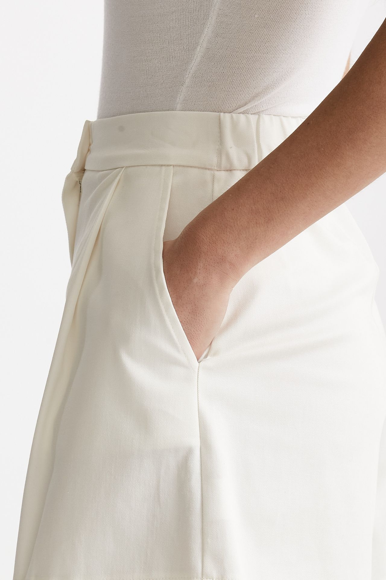 Shorts vita alta in cotone bianco