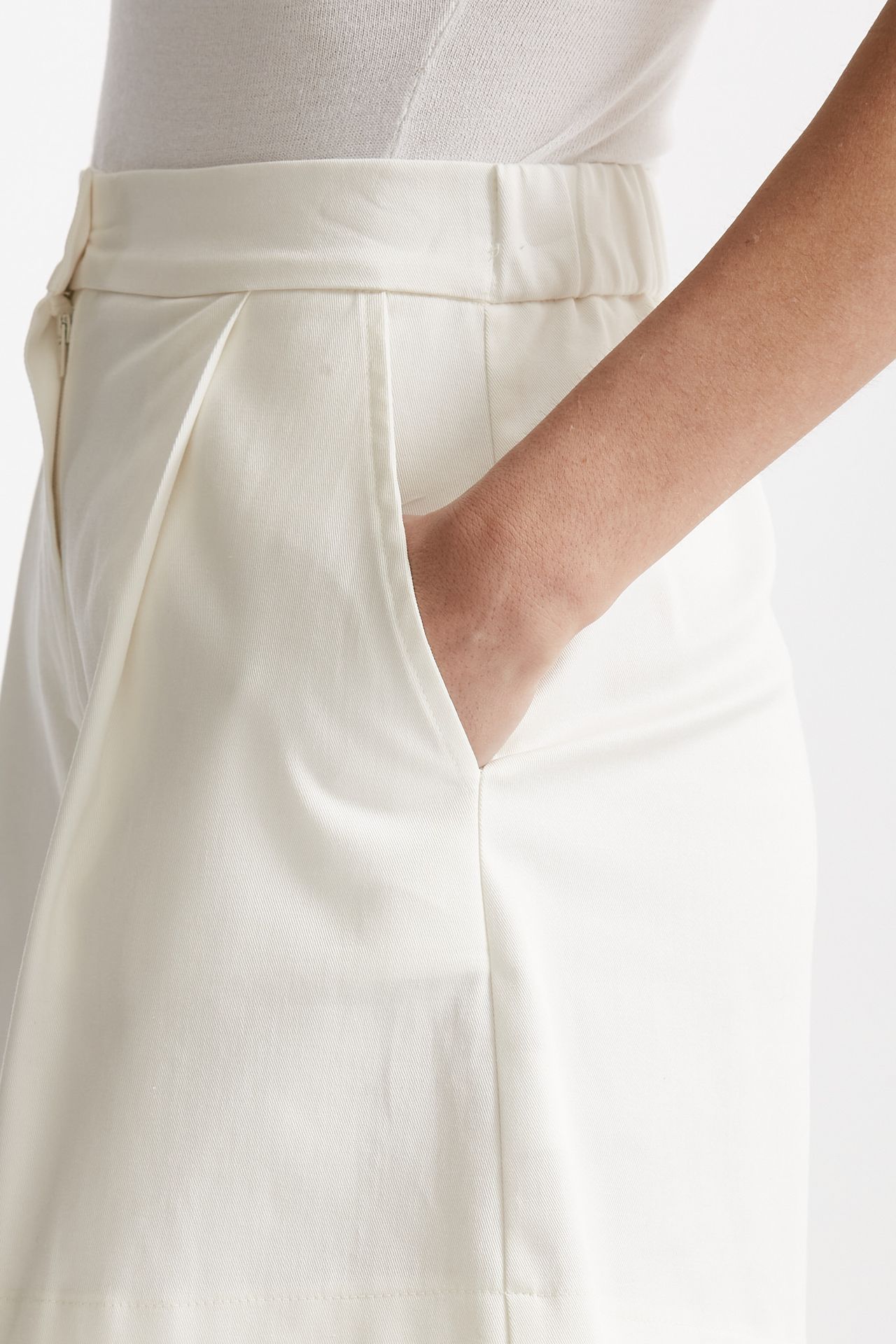 Shorts vita alta in cotone bianco