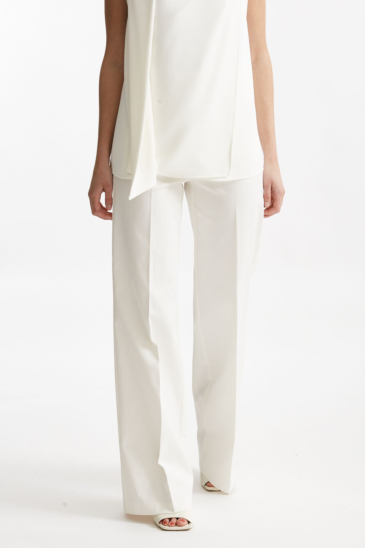 Pantalone vita alta palazzo bianco