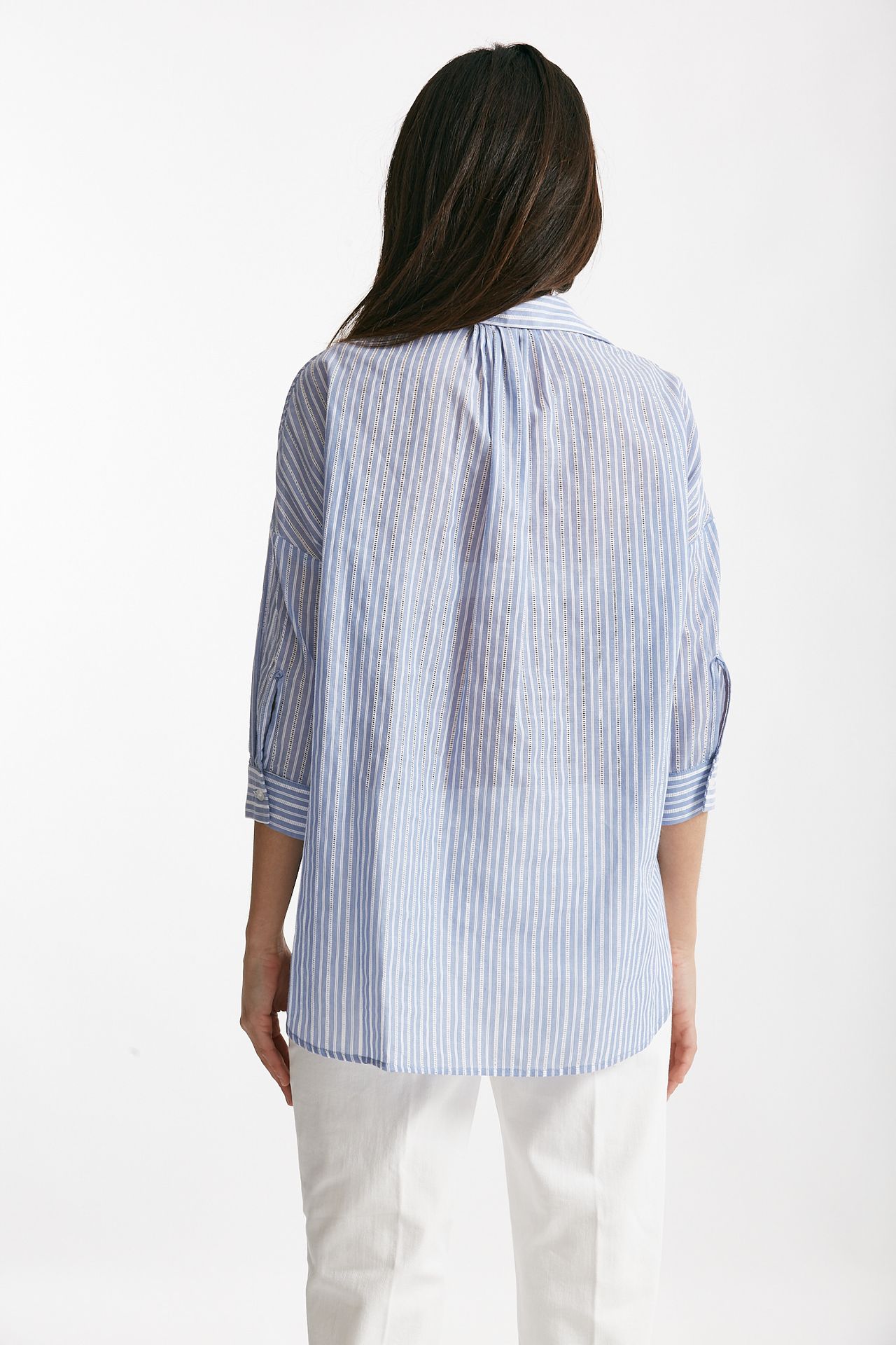 Camicia rigata azzurra e bianca