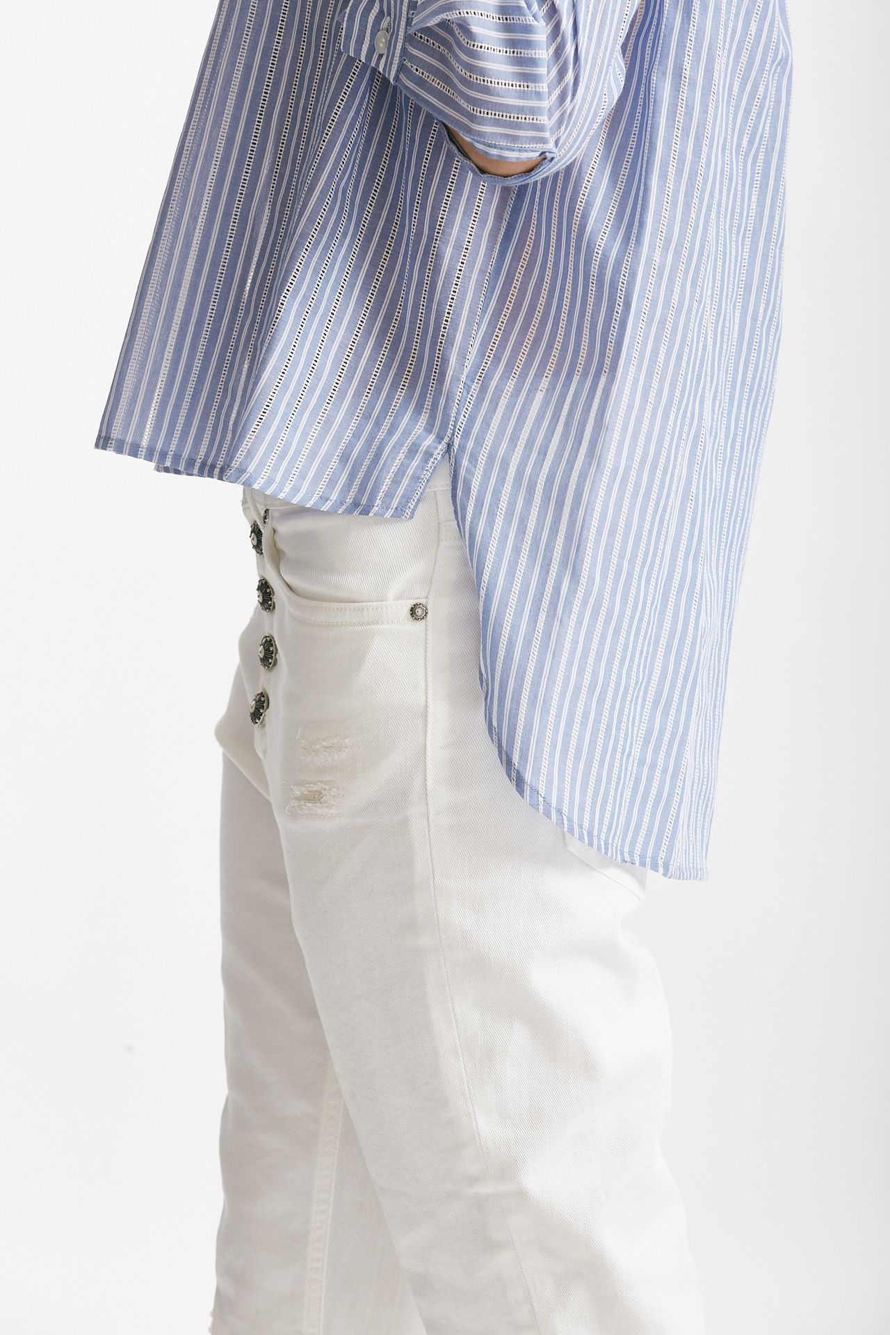 Camicia rigata azzurra e bianca