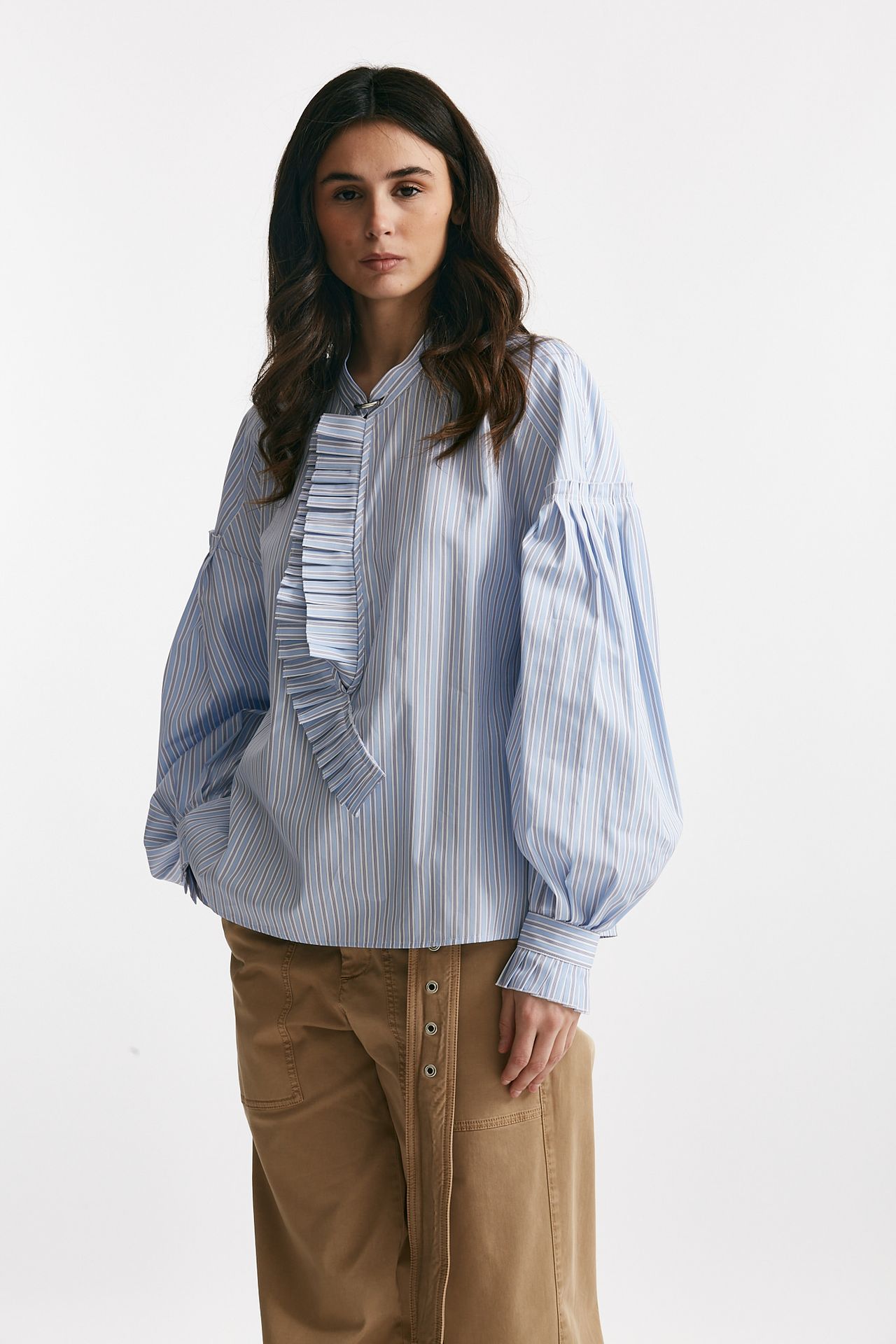 Camicia rigata bianco e azzurro over