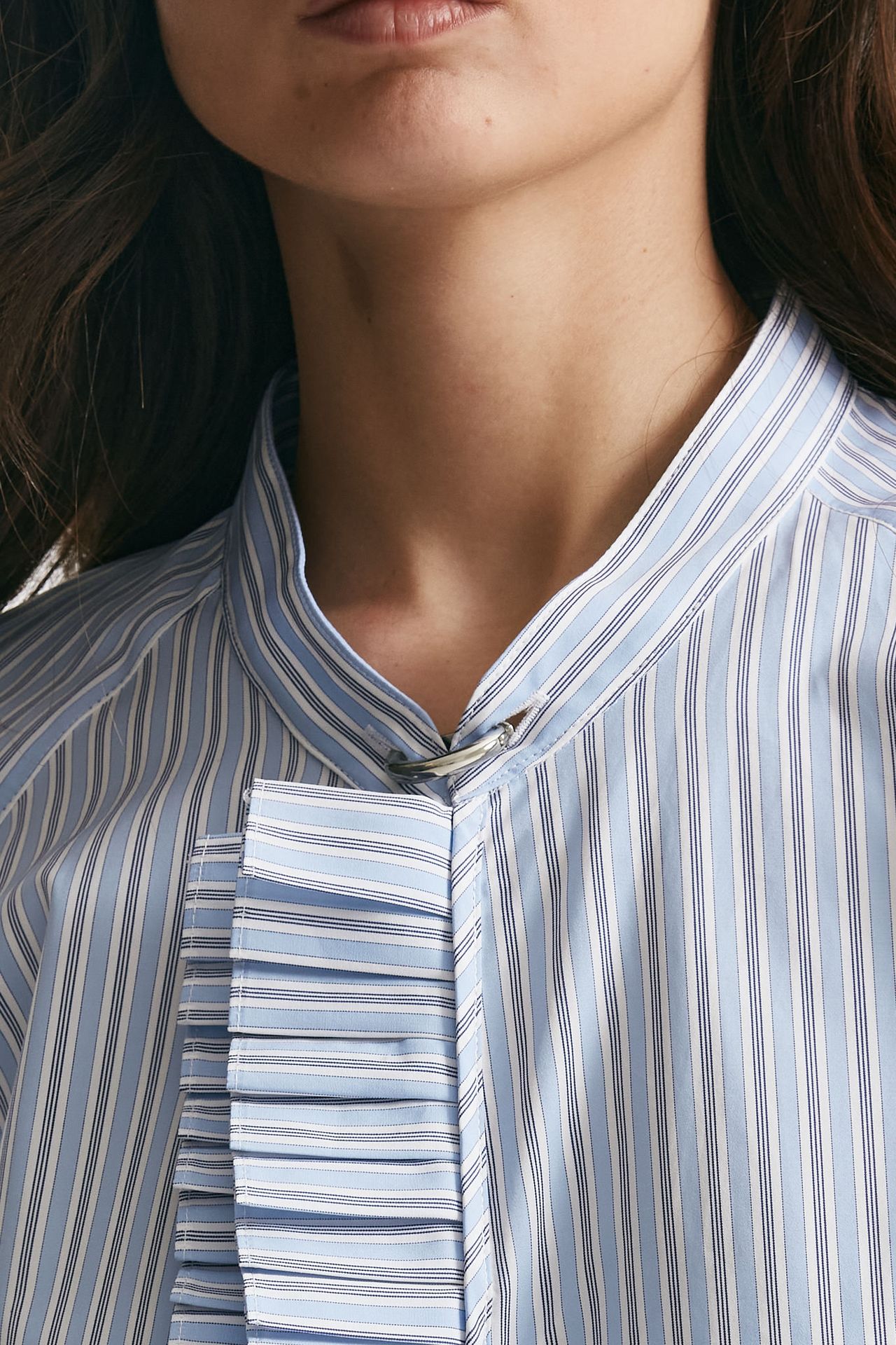 Camicia rigata bianco e azzurro over