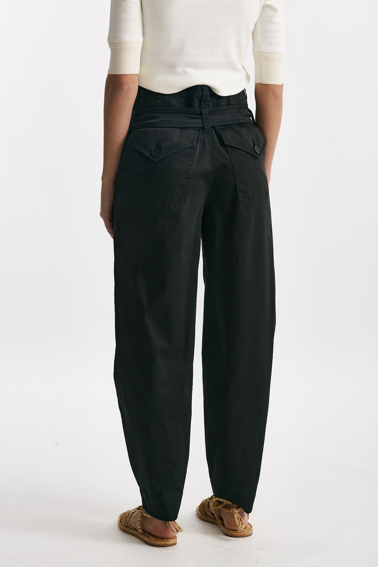 Pantalone in cotone nero vita regolare