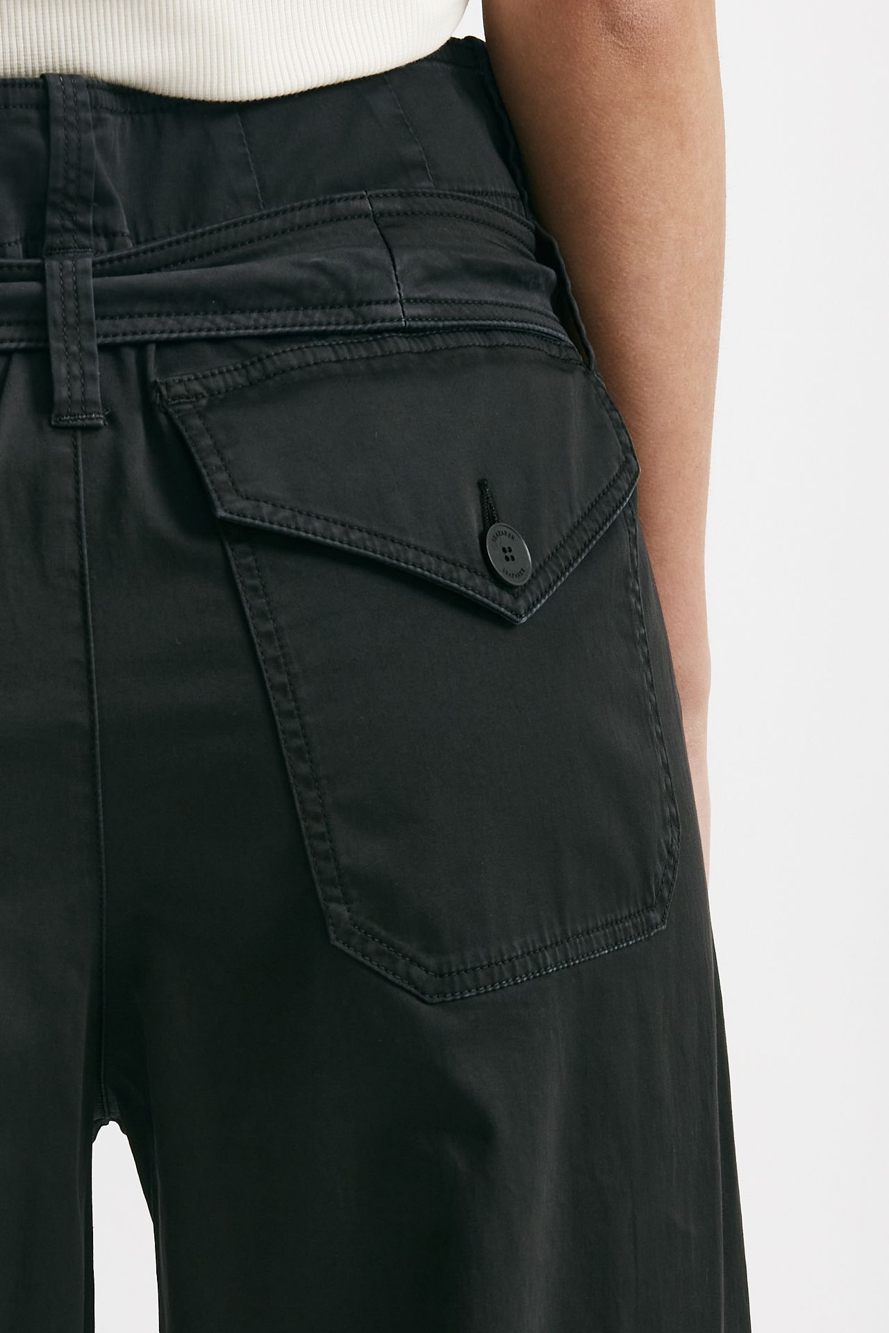 Pantalone in cotone nero vita regolare