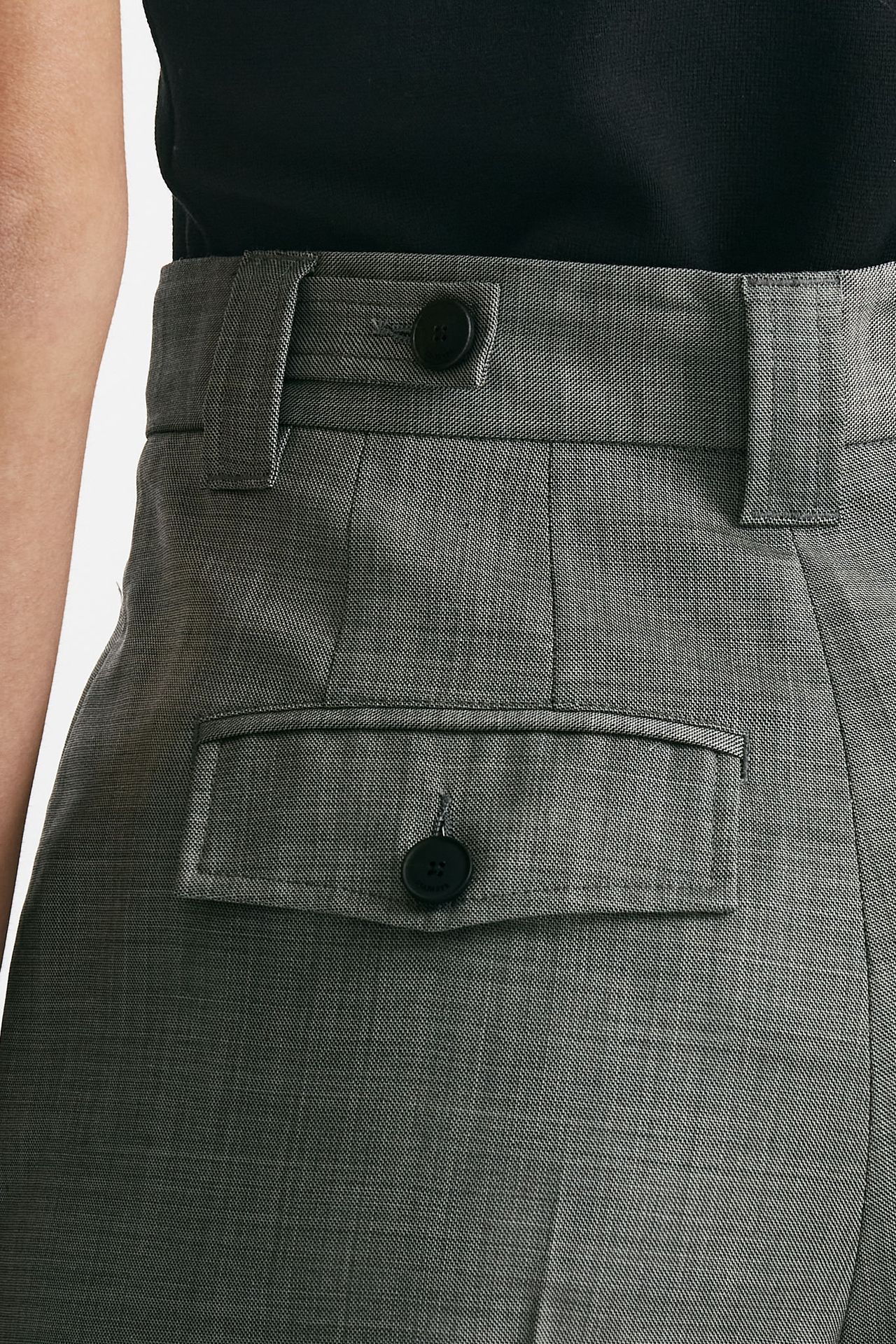 Pantalone in tela di lana grigio vita alta