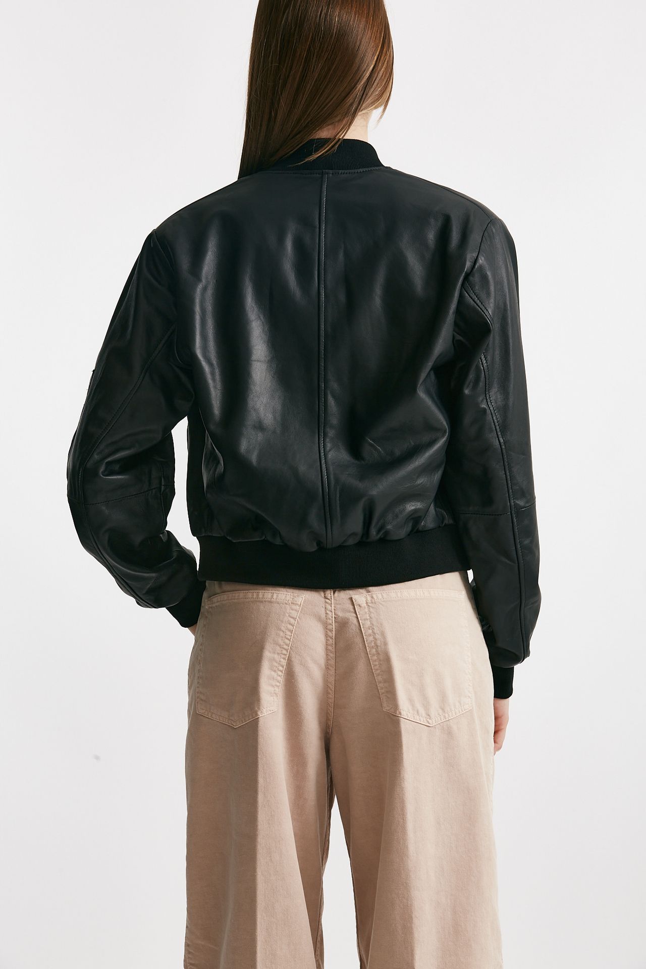 Bomber in pelle nero