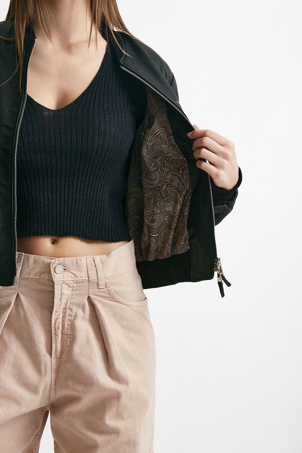 Bomber in pelle nero