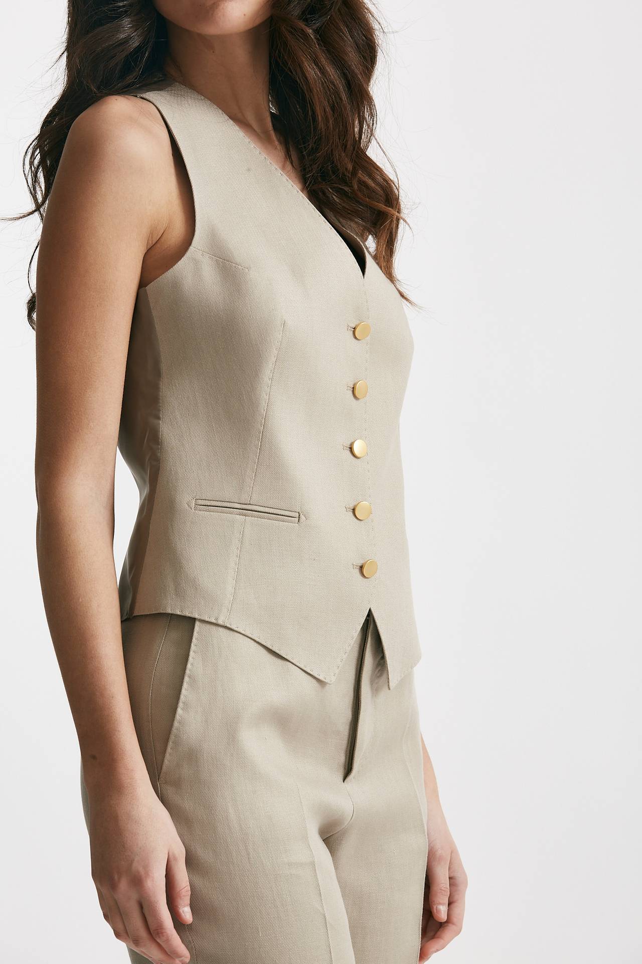 Gilet in lino sabbia