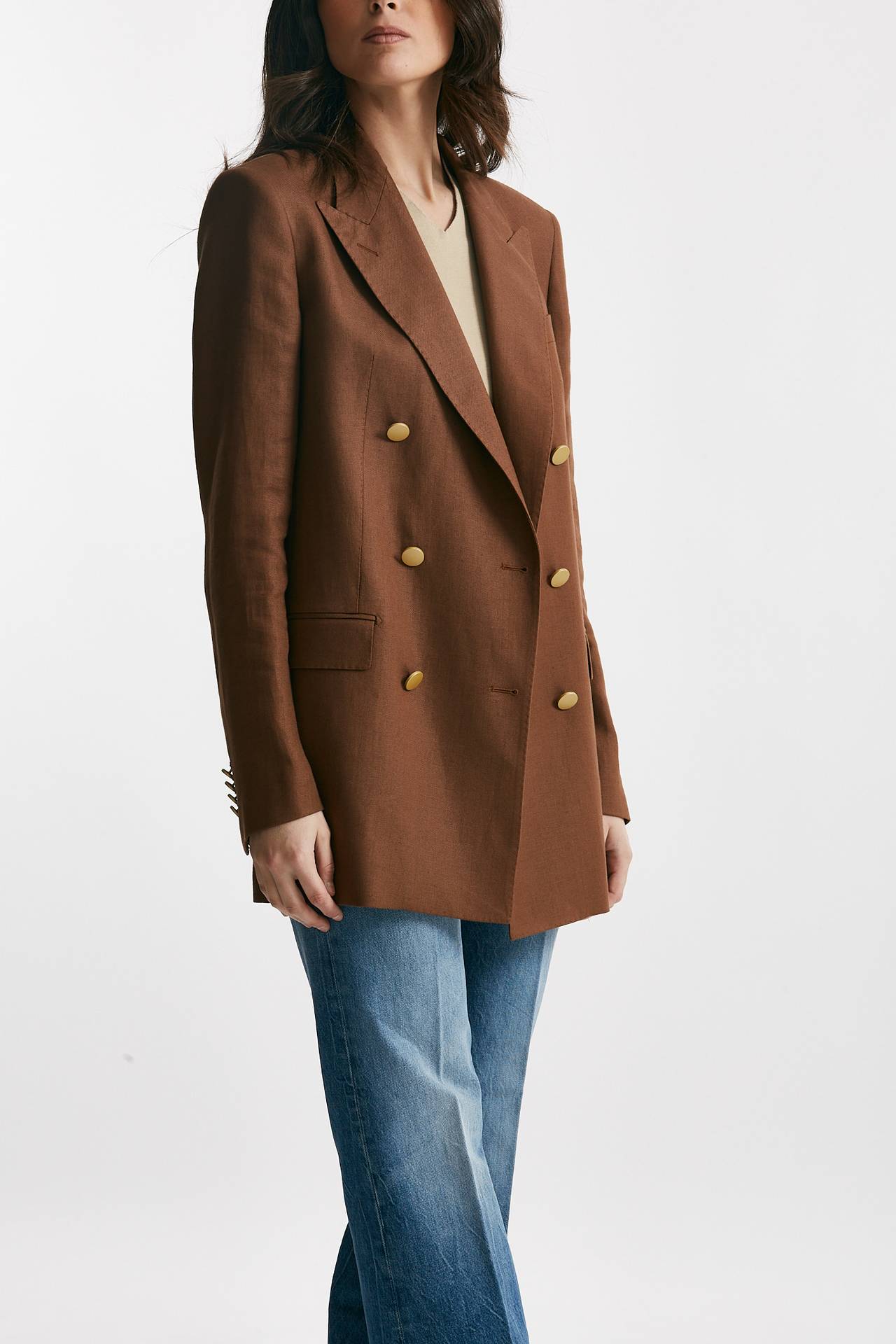 Blazer over in lino JASMINE10B tabacco