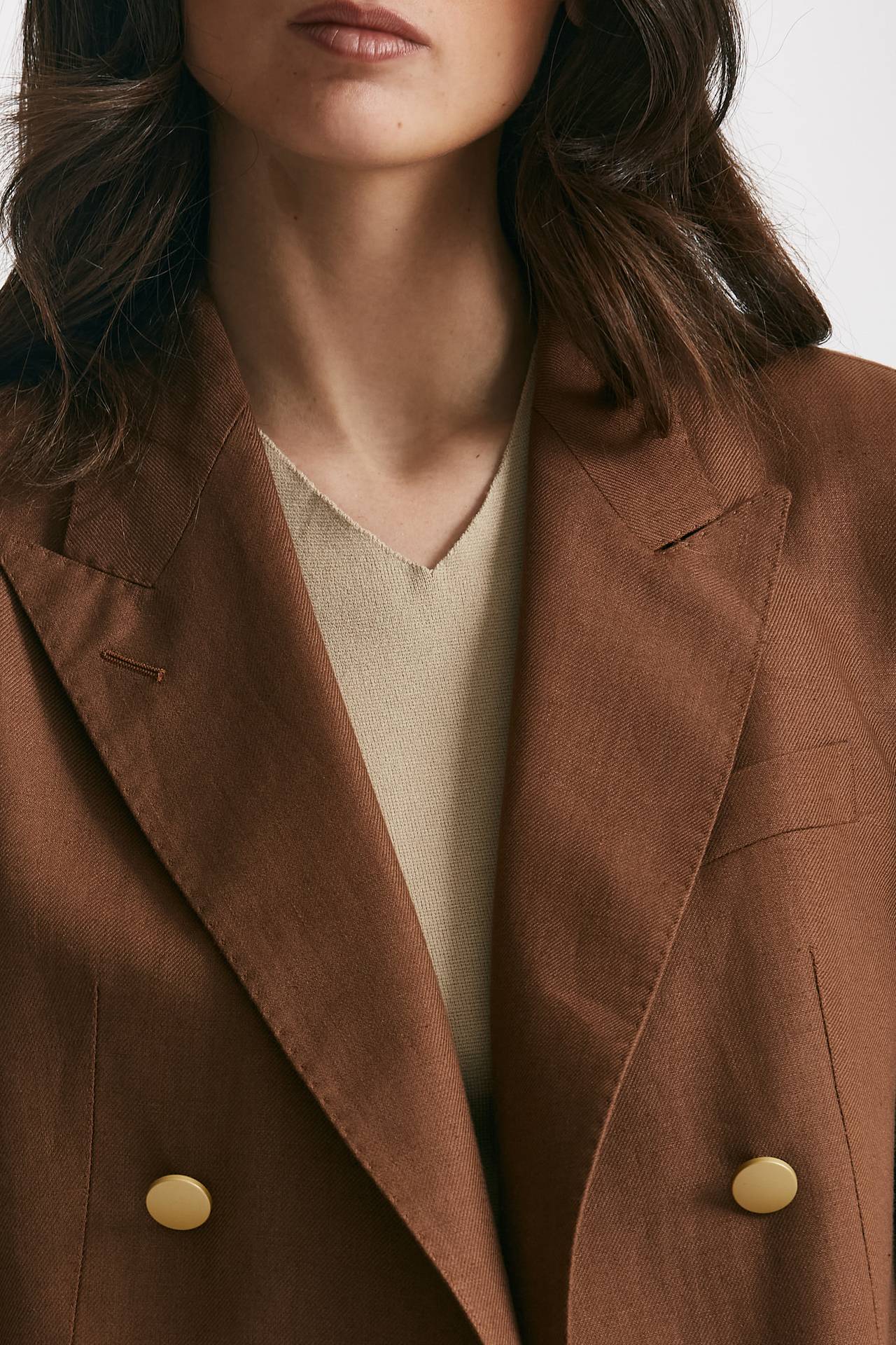 Blazer over in lino JASMINE10B tabacco