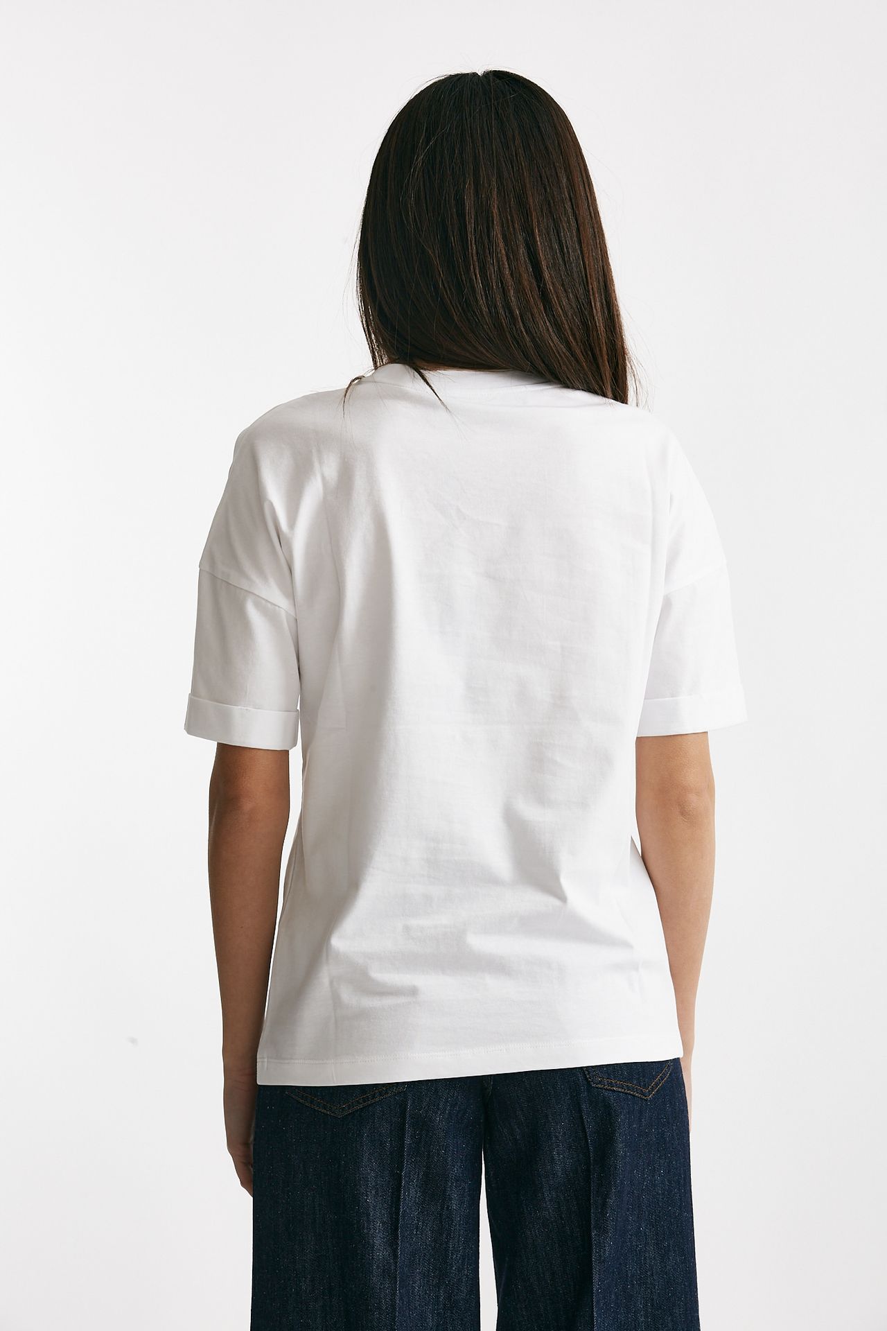 T-shirt girocollo cut out bianco 
