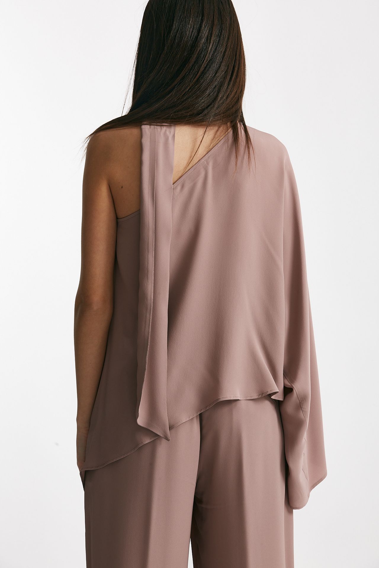 Camicia monospalla rosa antico