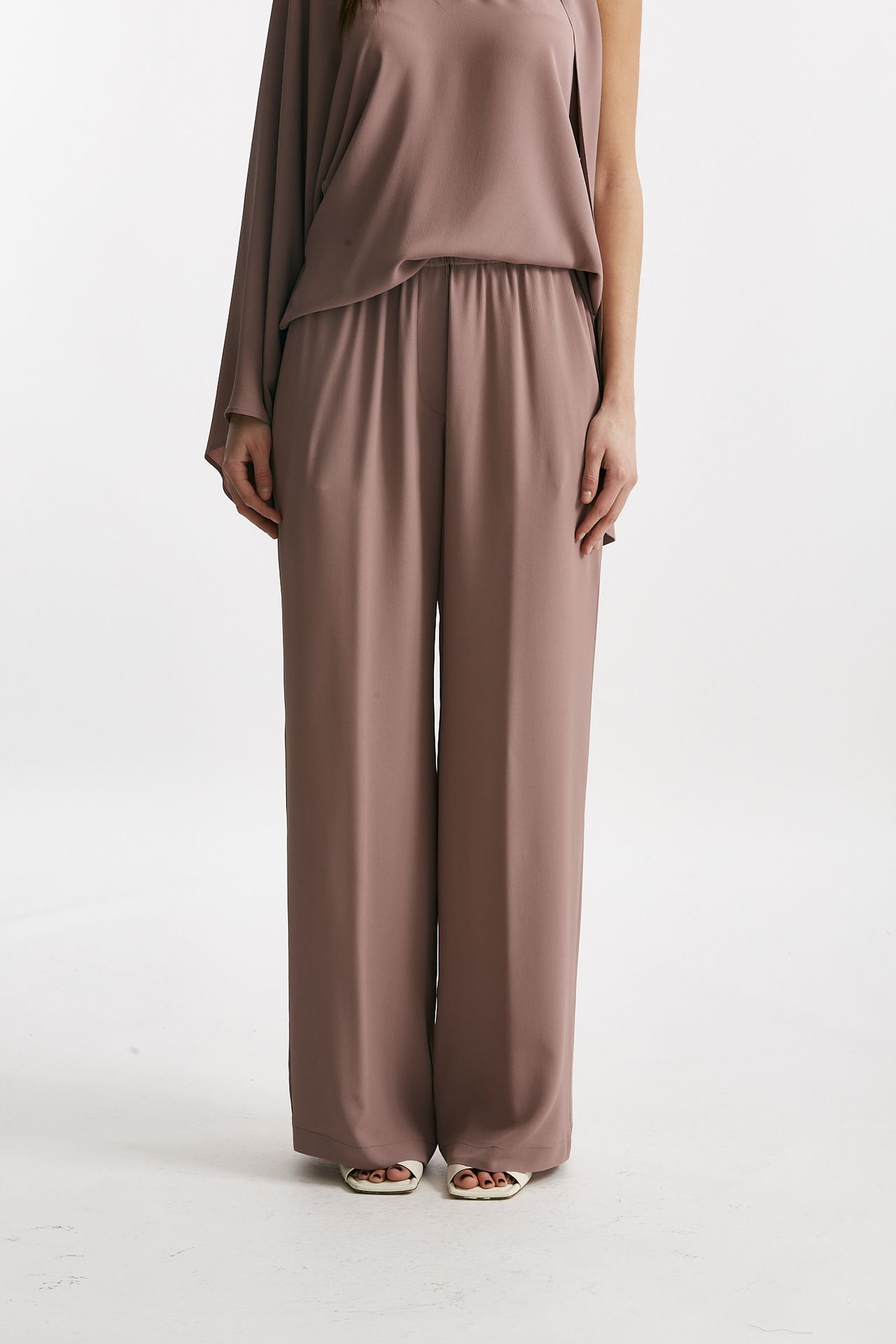 Pantalone fluido rosa antico