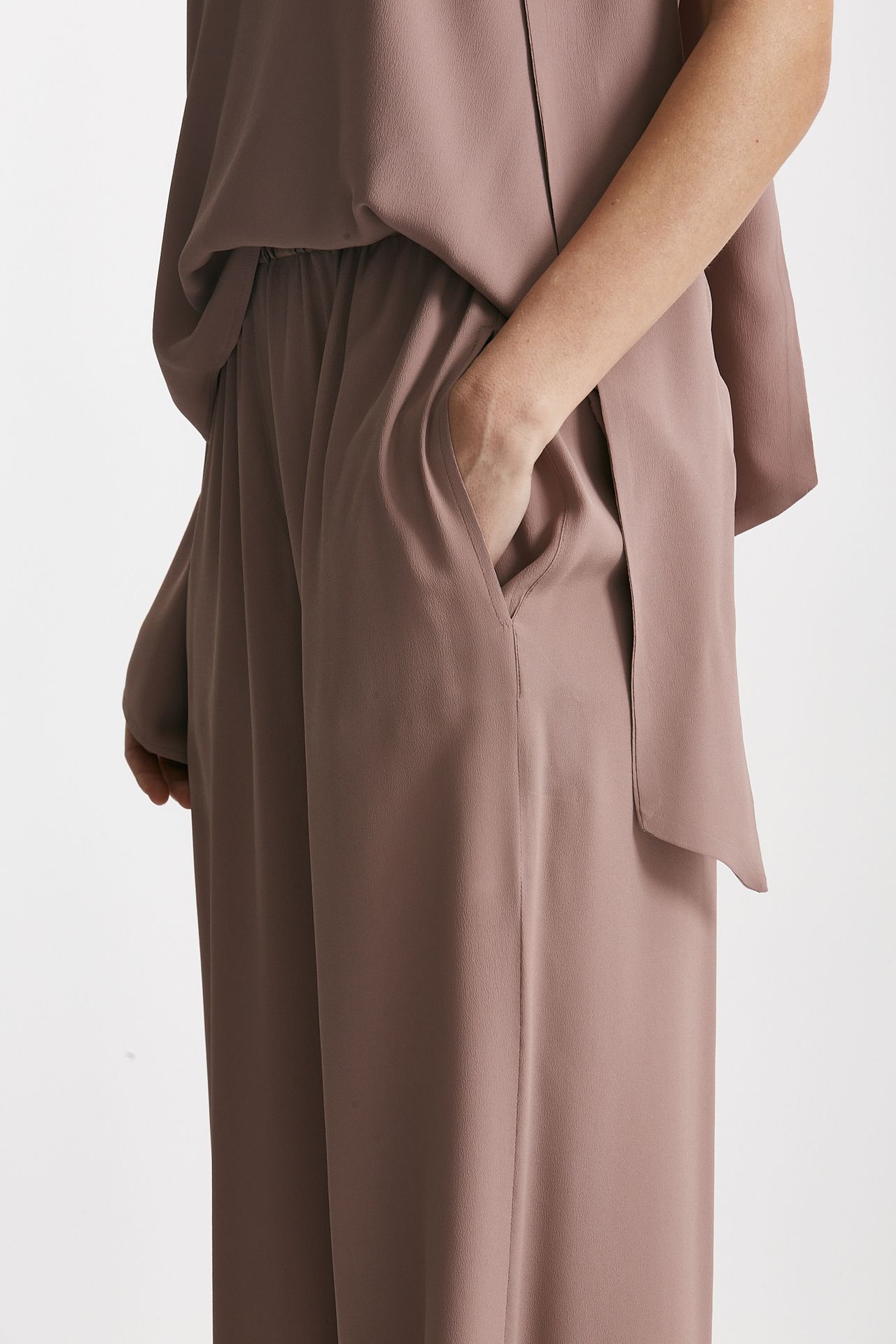 Pantalone fluido rosa antico