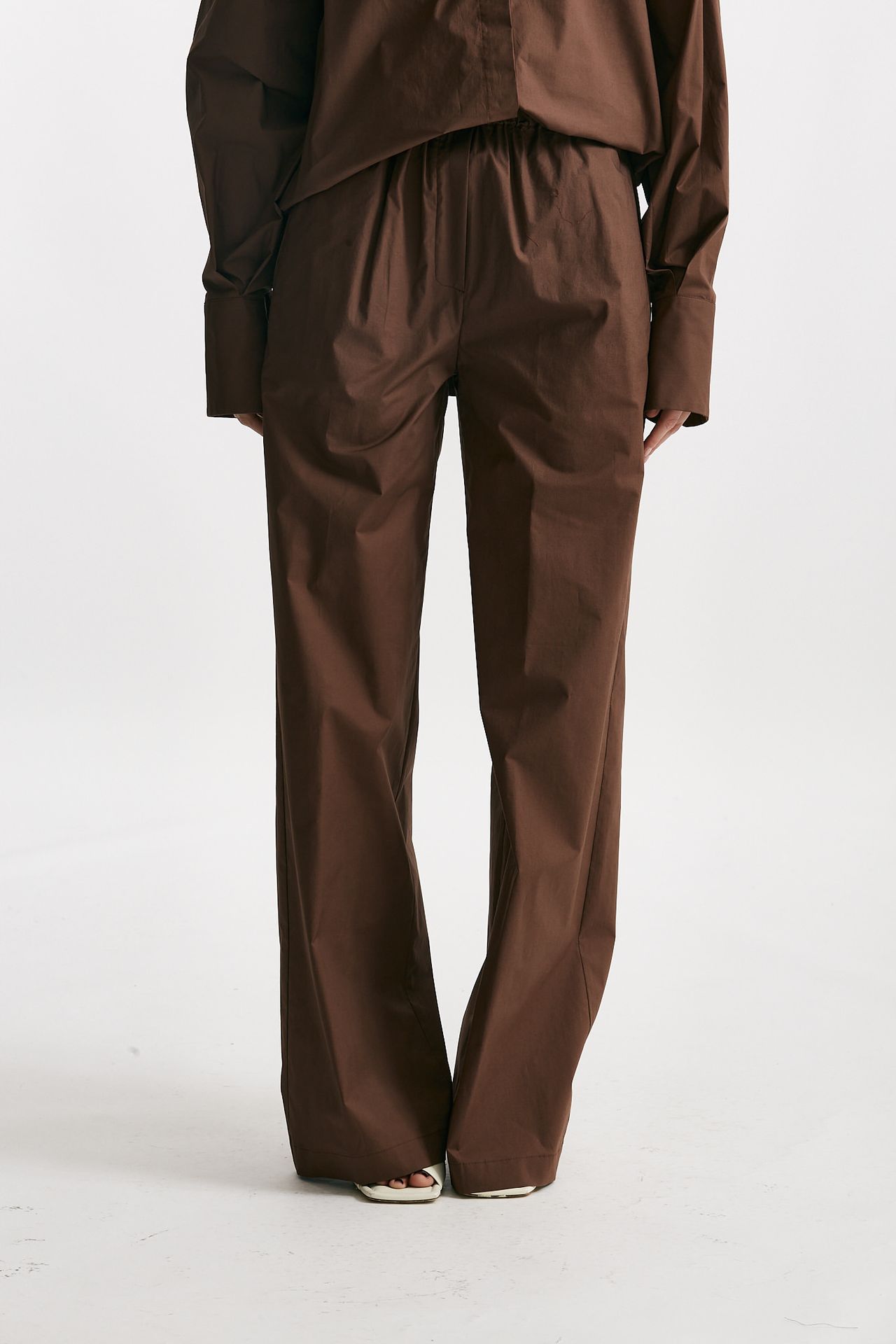 Pantalone palazzo vita alta cioccolato