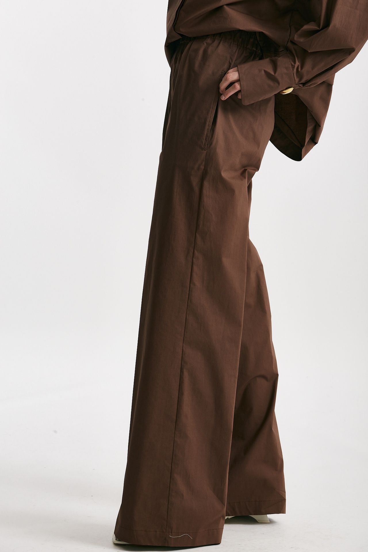 Pantalone palazzo vita alta cioccolato 