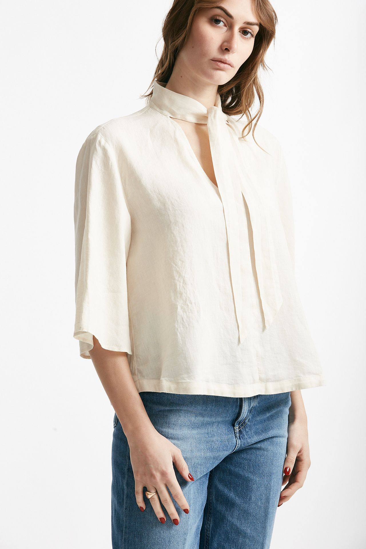 Camicia in lino panna