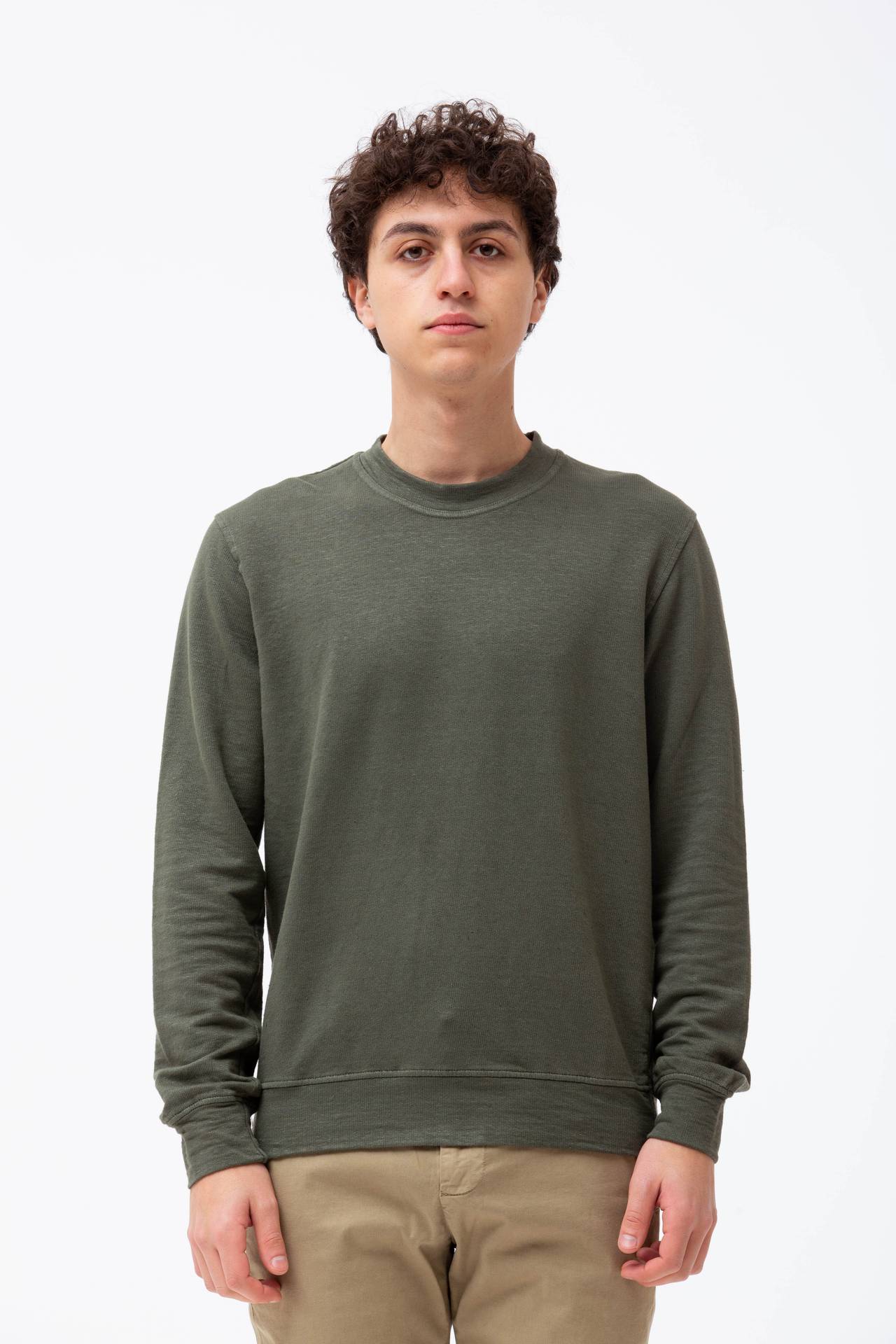 Felpa in cotone e lino stretch