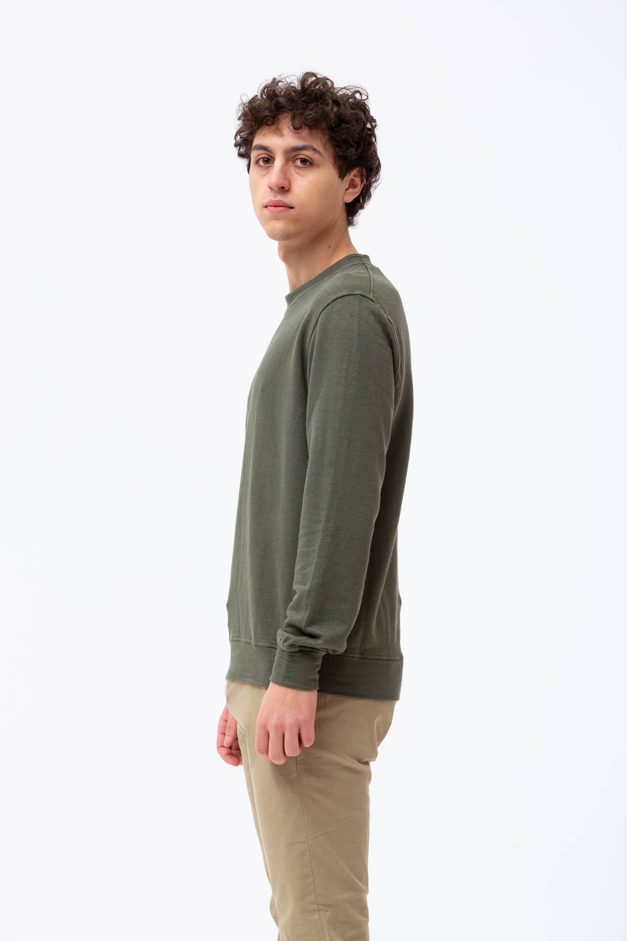 Felpa in cotone e lino stretch