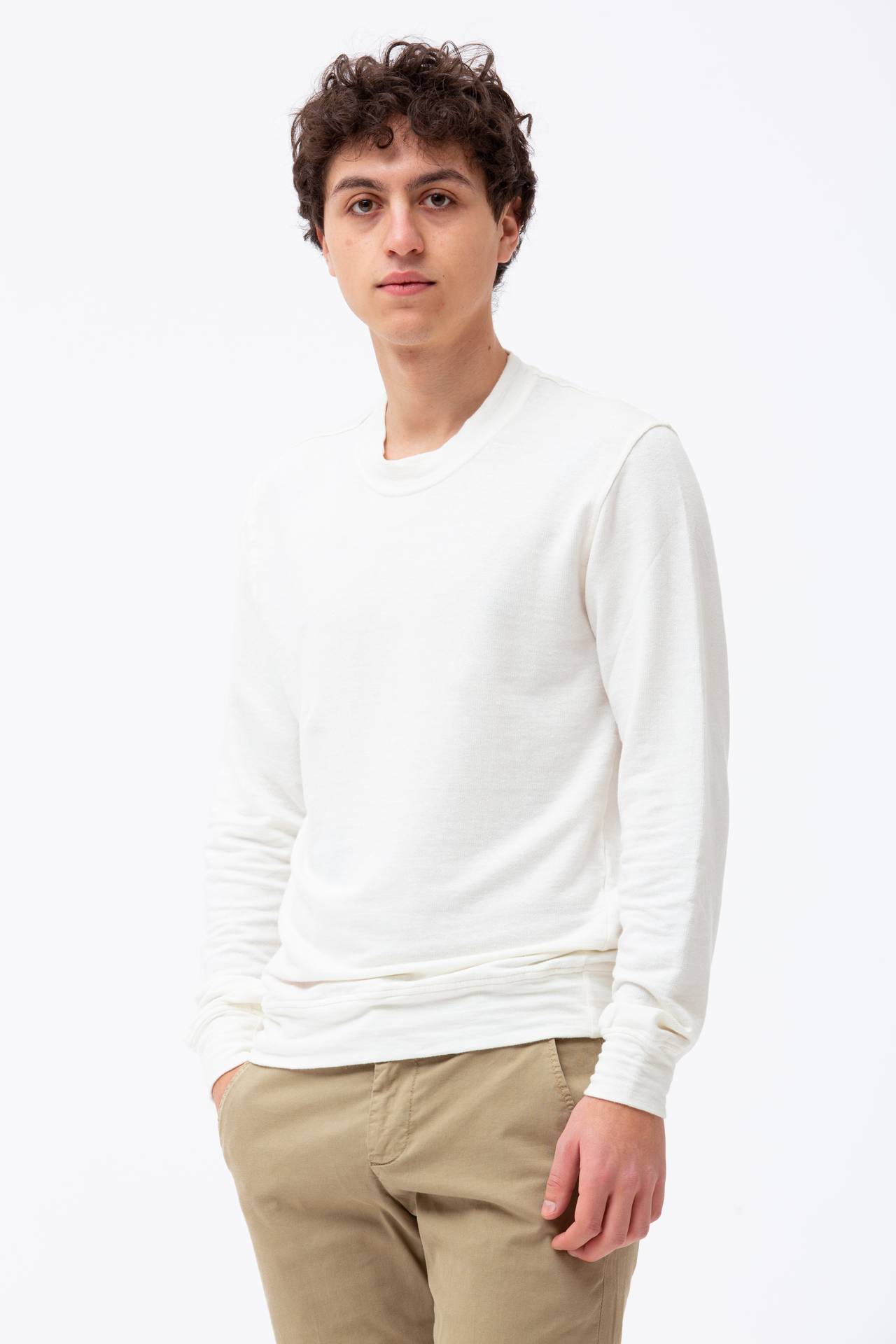 Felpa in cotone e lino stretch