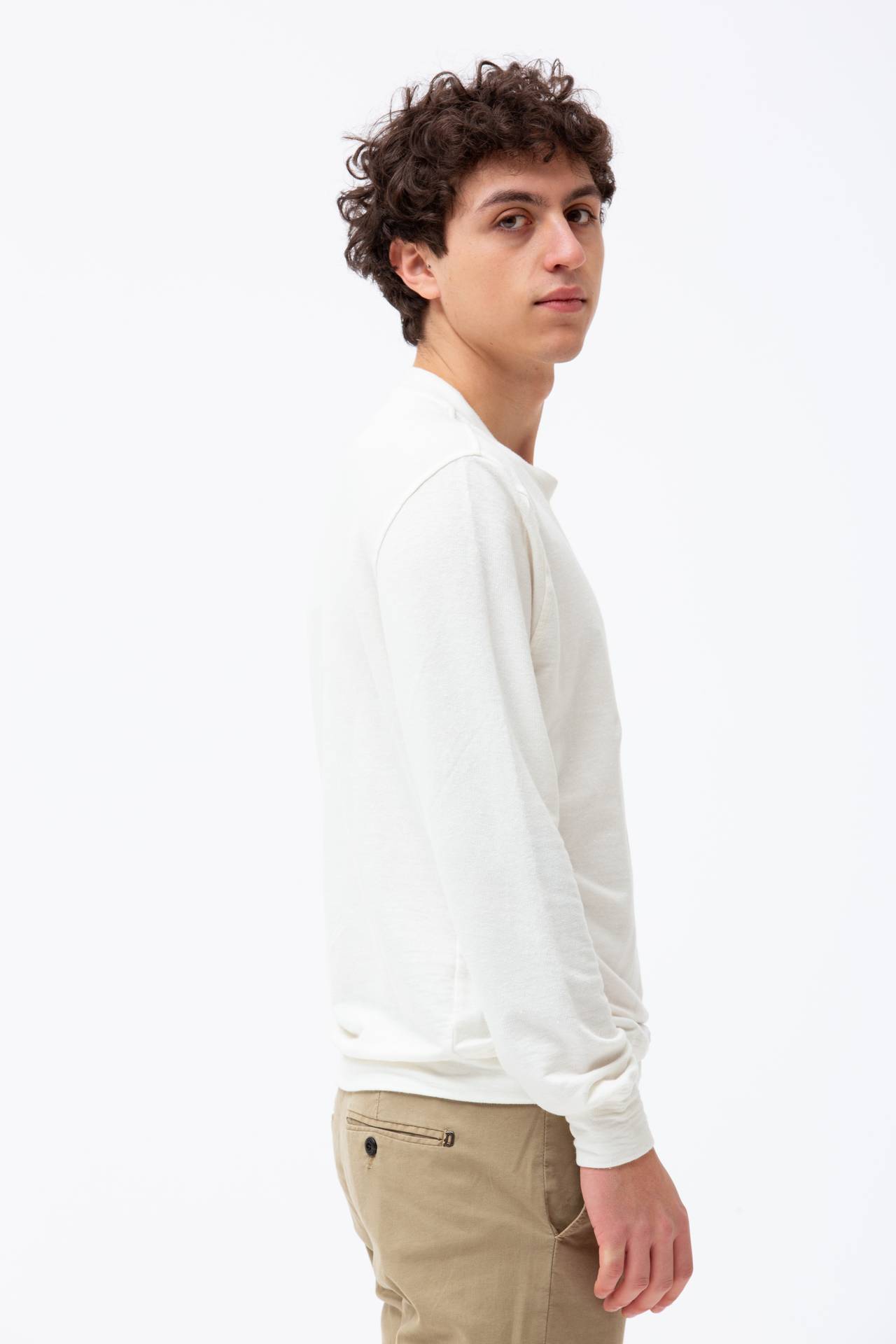 Felpa in cotone e lino stretch