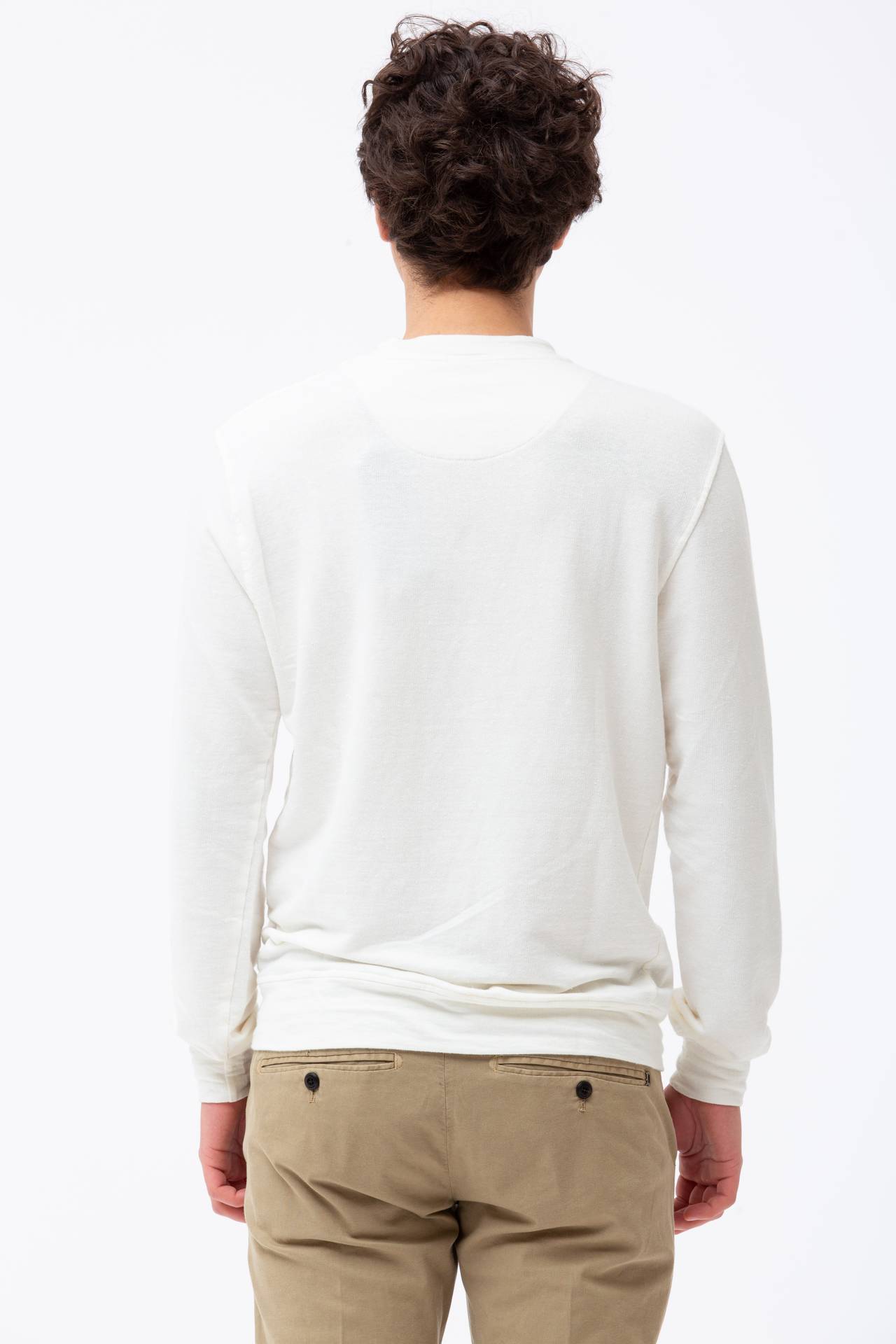 Felpa in cotone e lino stretch