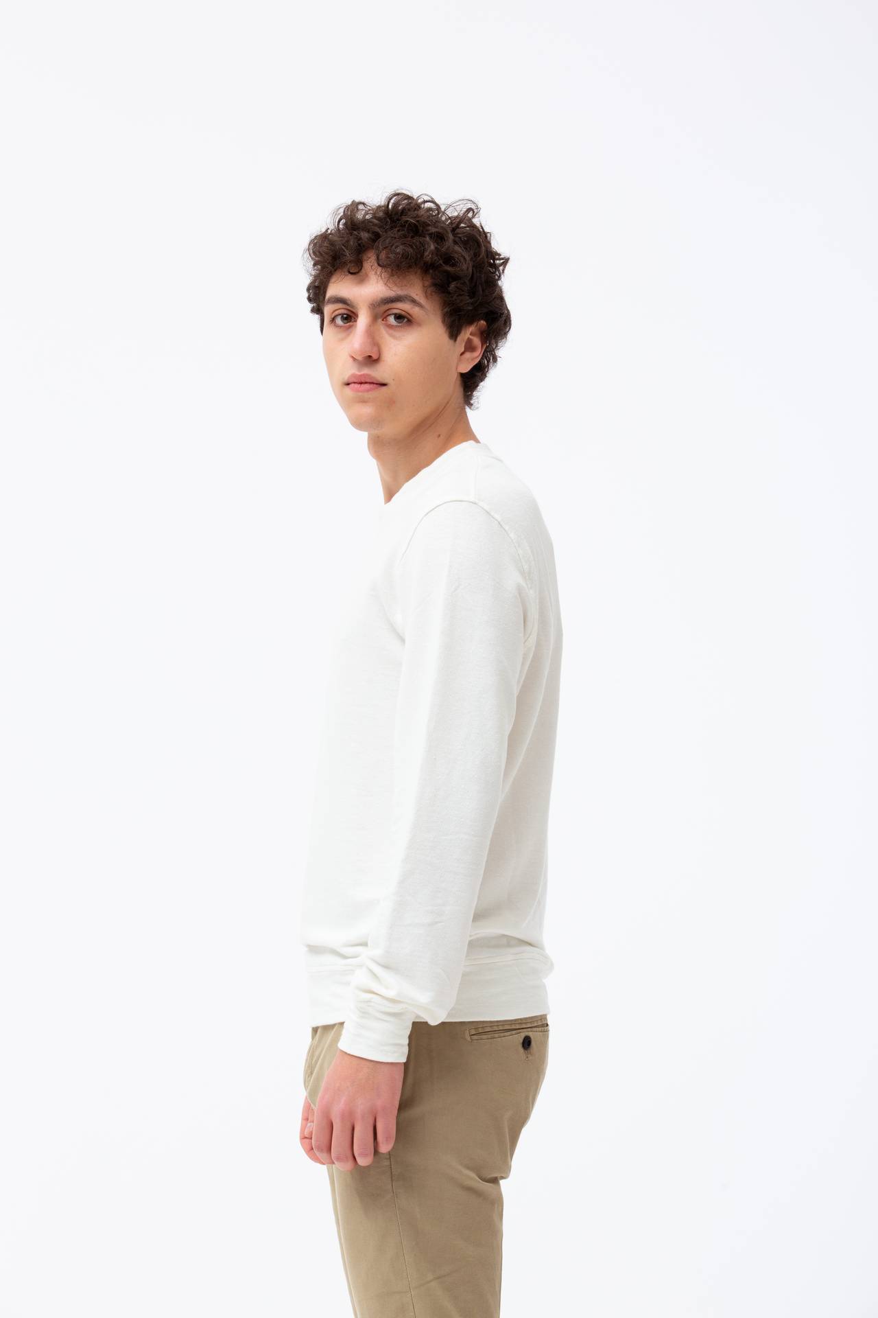 Felpa in cotone e lino stretch