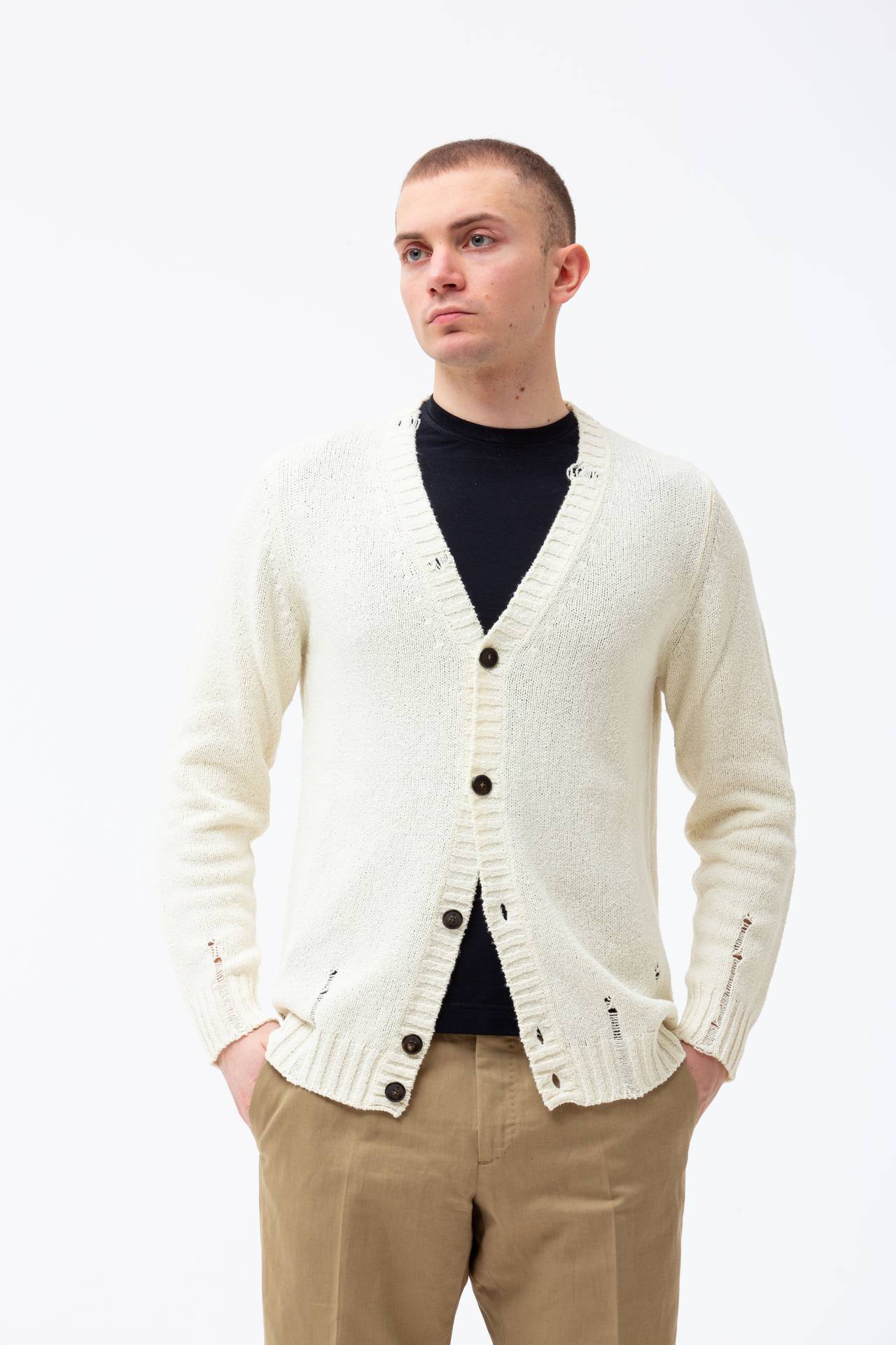 Cardigan in lino e cotone