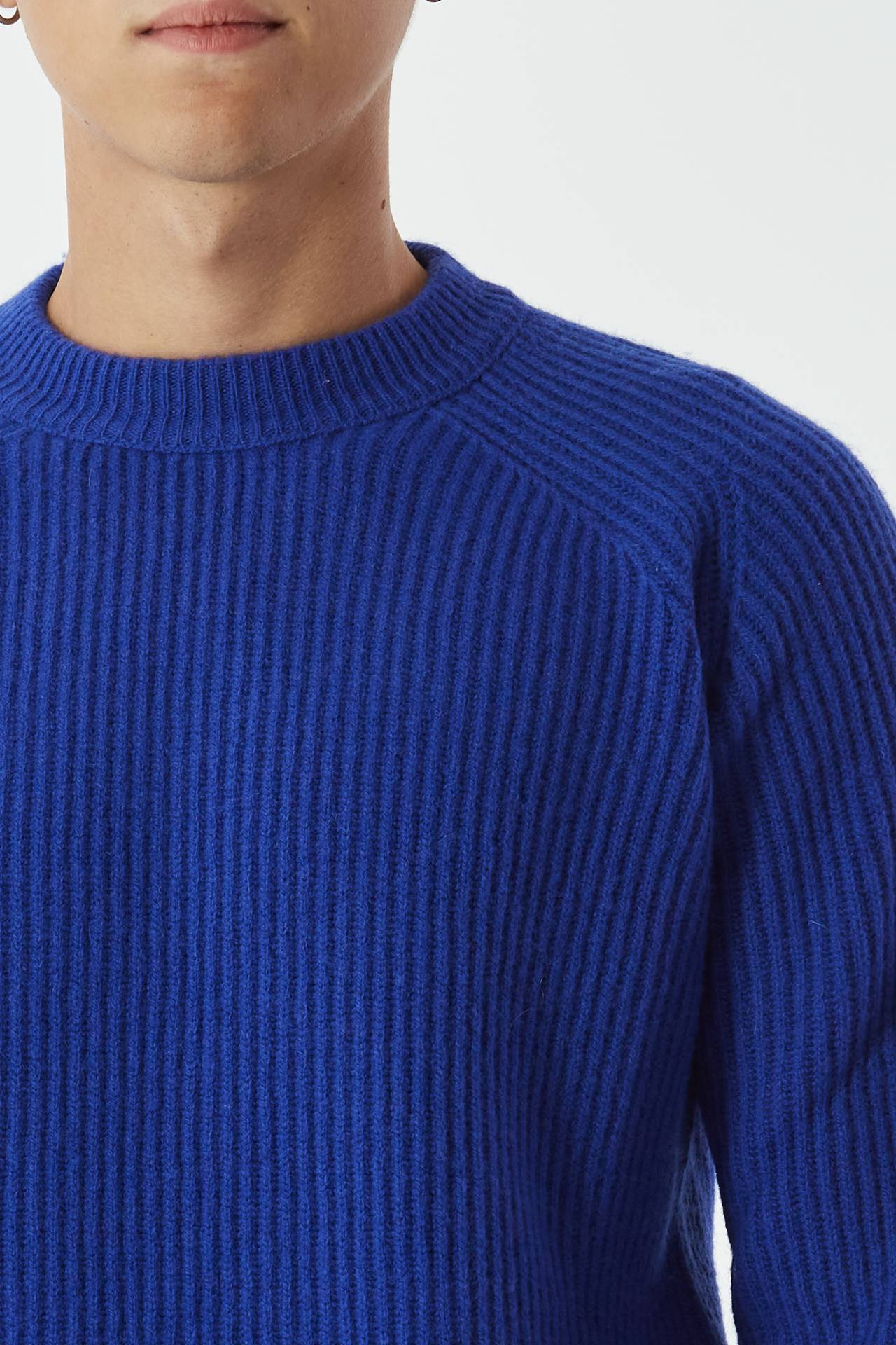 Maglia misto cashmere bluette