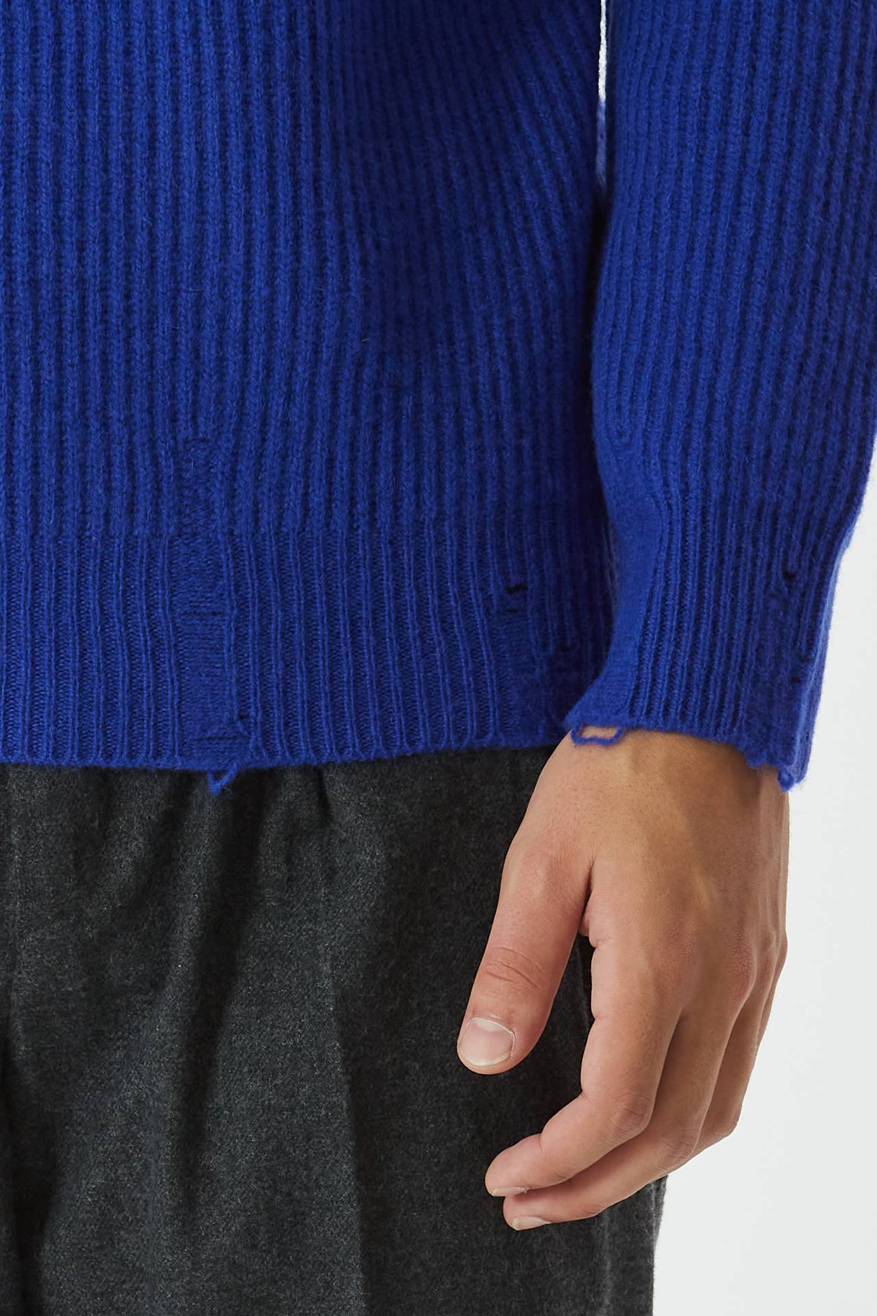 Maglia misto cashmere bluette
