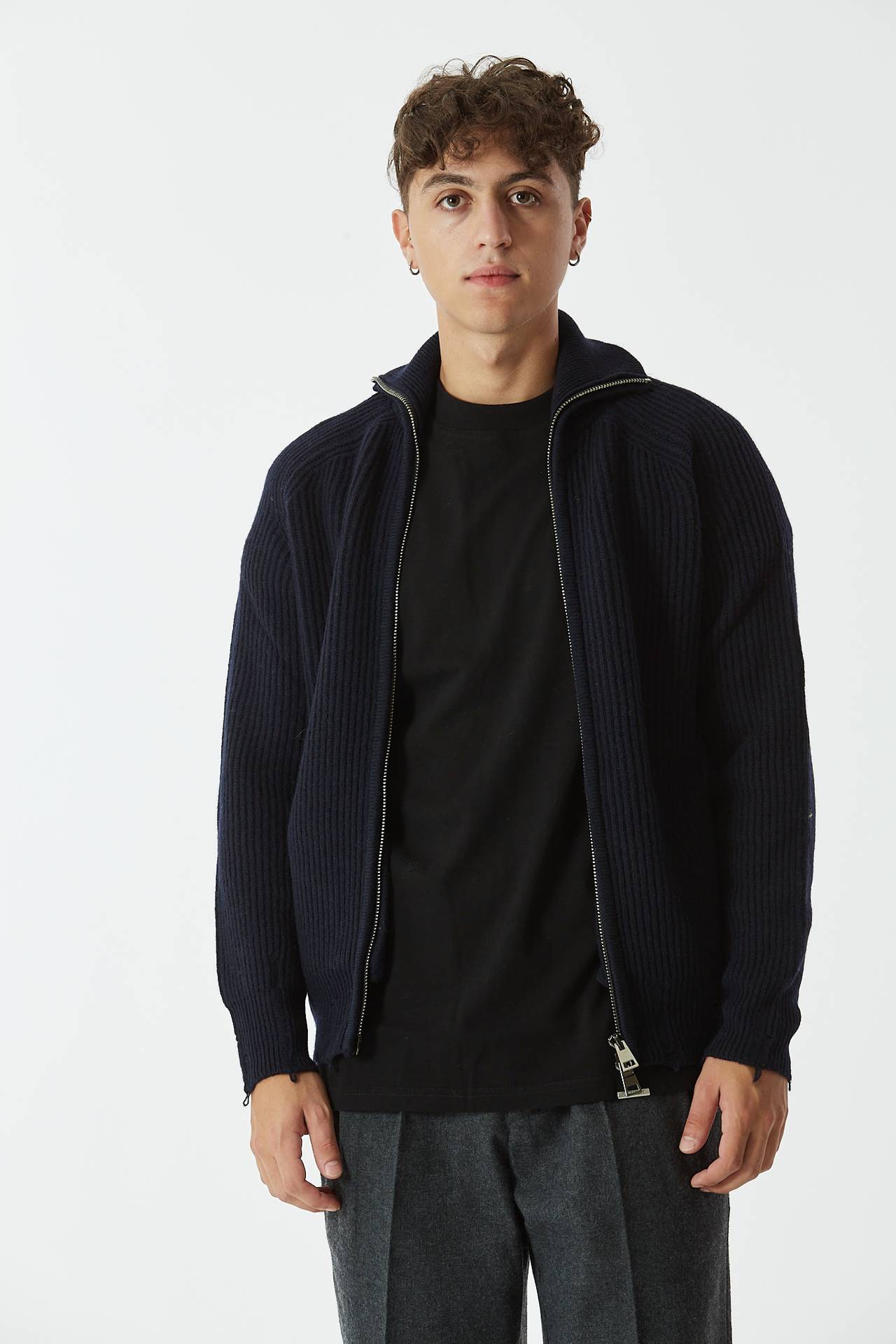 Maglia full zip blu