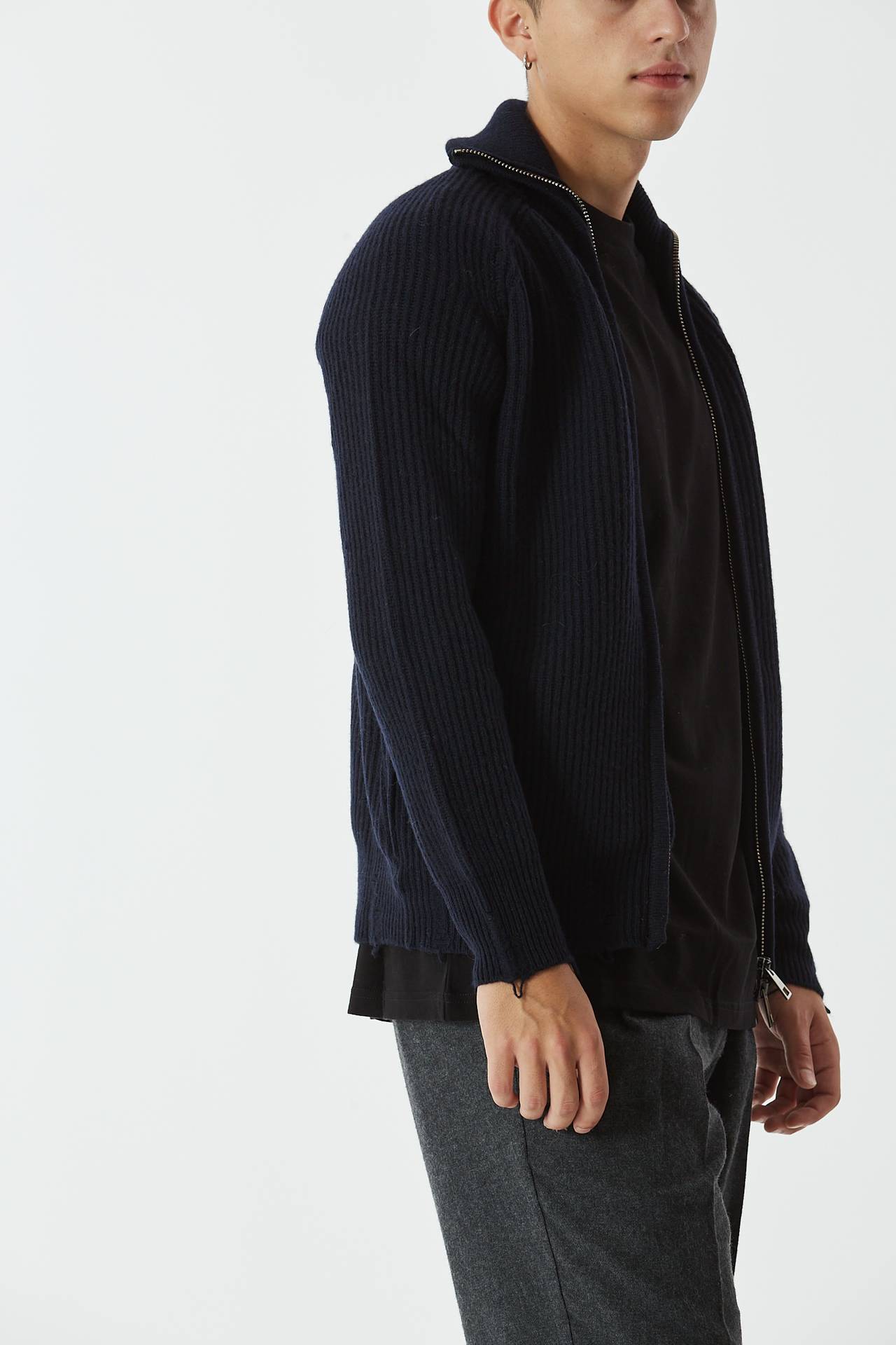 Maglia full zip blu