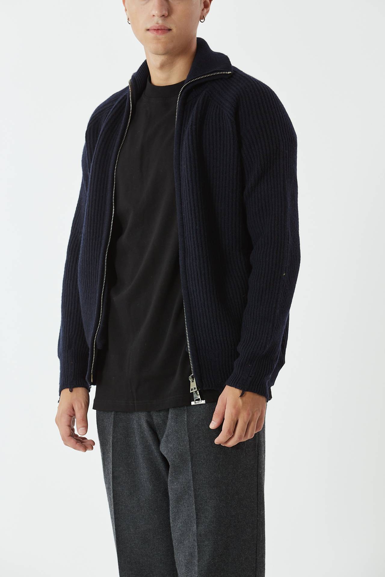 Maglia full zip blu