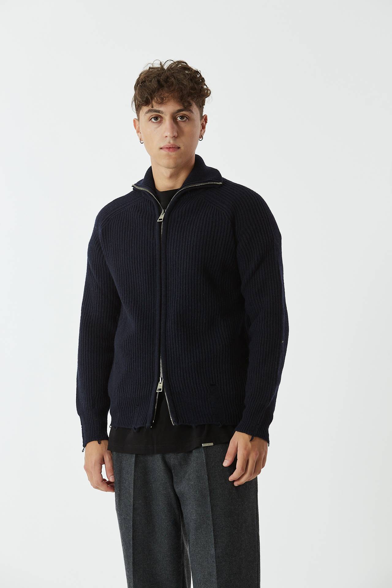 Maglia full zip blu